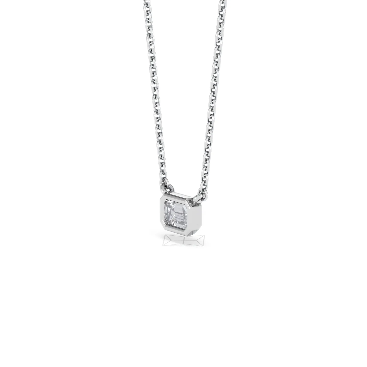 Horizon Emerald Cut Lab Diamond Solitaire Necklace 0.25ct H/SI in 925 Silver - Image 79