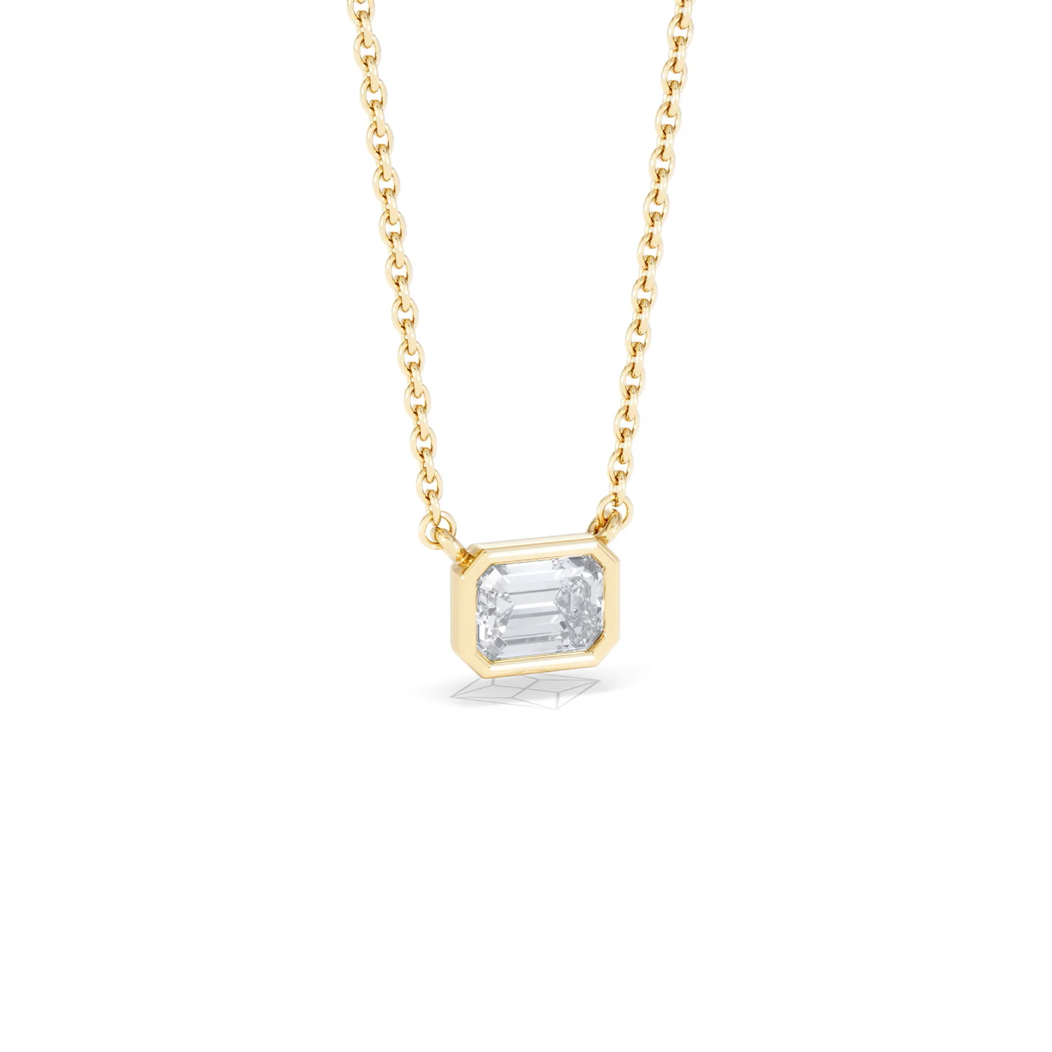 Horizon Emerald Cut Lab Diamond Solitaire Necklace 0.50ct H/SI in 9K Gold - Image 15