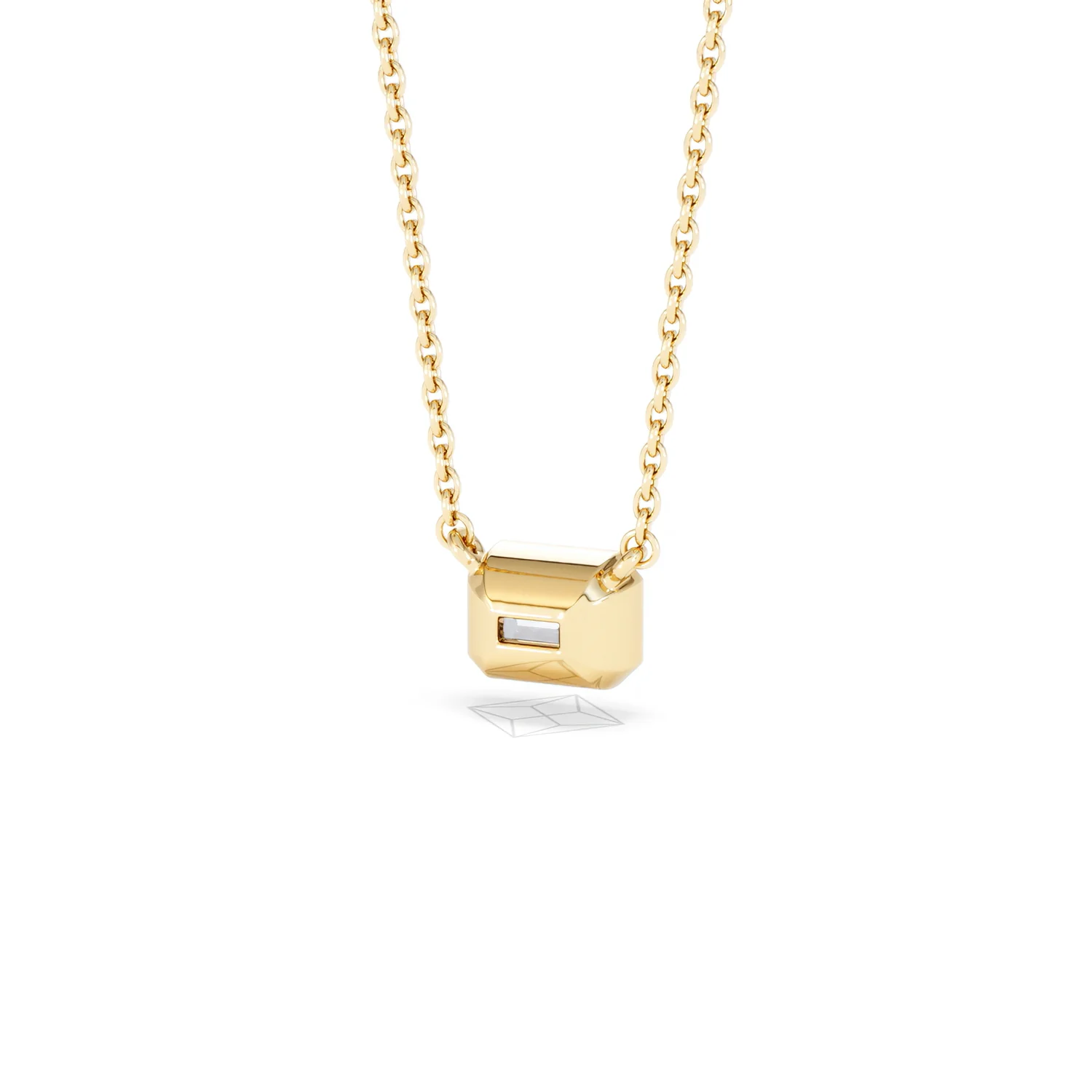 Horizon Emerald Cut Lab Diamond Solitaire Necklace 0.50ct H/SI in 9K Gold - Image 45