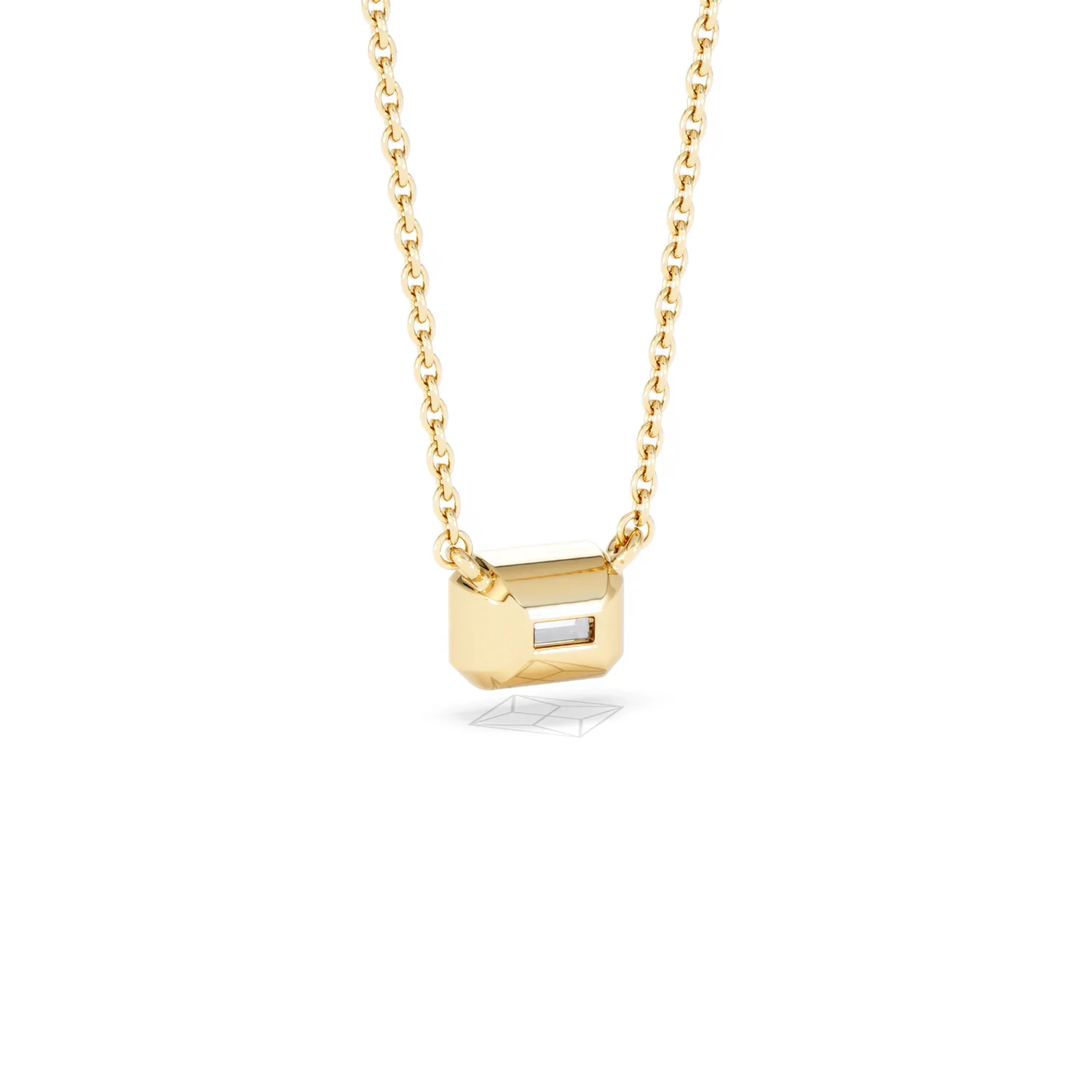 Horizon Emerald Cut Lab Diamond Solitaire Necklace 0.50ct H/SI in 9K Gold - Image 55