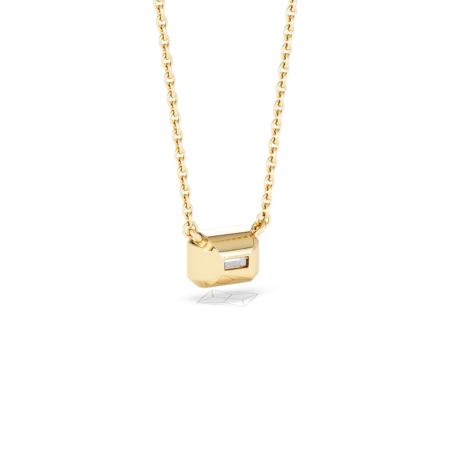 Horizon Emerald Cut Lab Diamond Solitaire Necklace 0.50ct H/SI in 9K Gold - Image 56