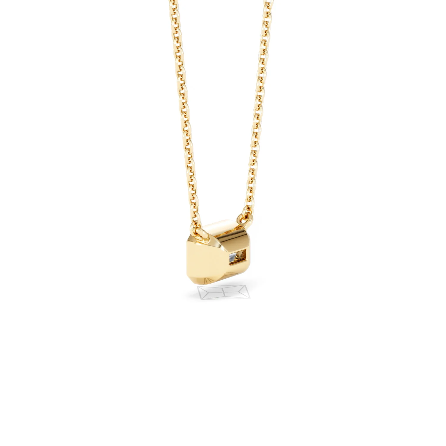 Horizon Emerald Cut Lab Diamond Solitaire Necklace 0.50ct H/SI in 9K Gold - Image 61