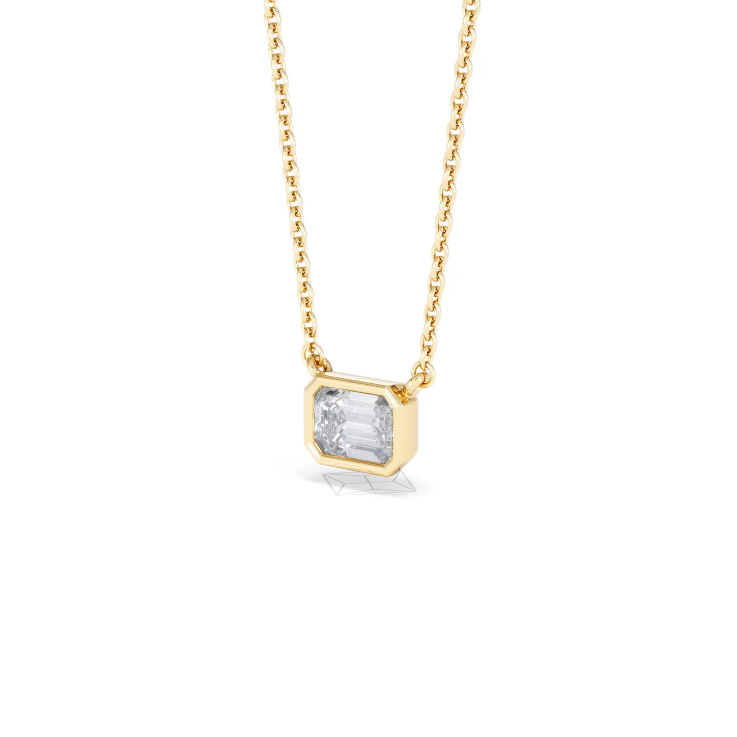 Horizon Emerald Cut Lab Diamond Solitaire Necklace 0.50ct H/SI in 9K Gold - Image 82