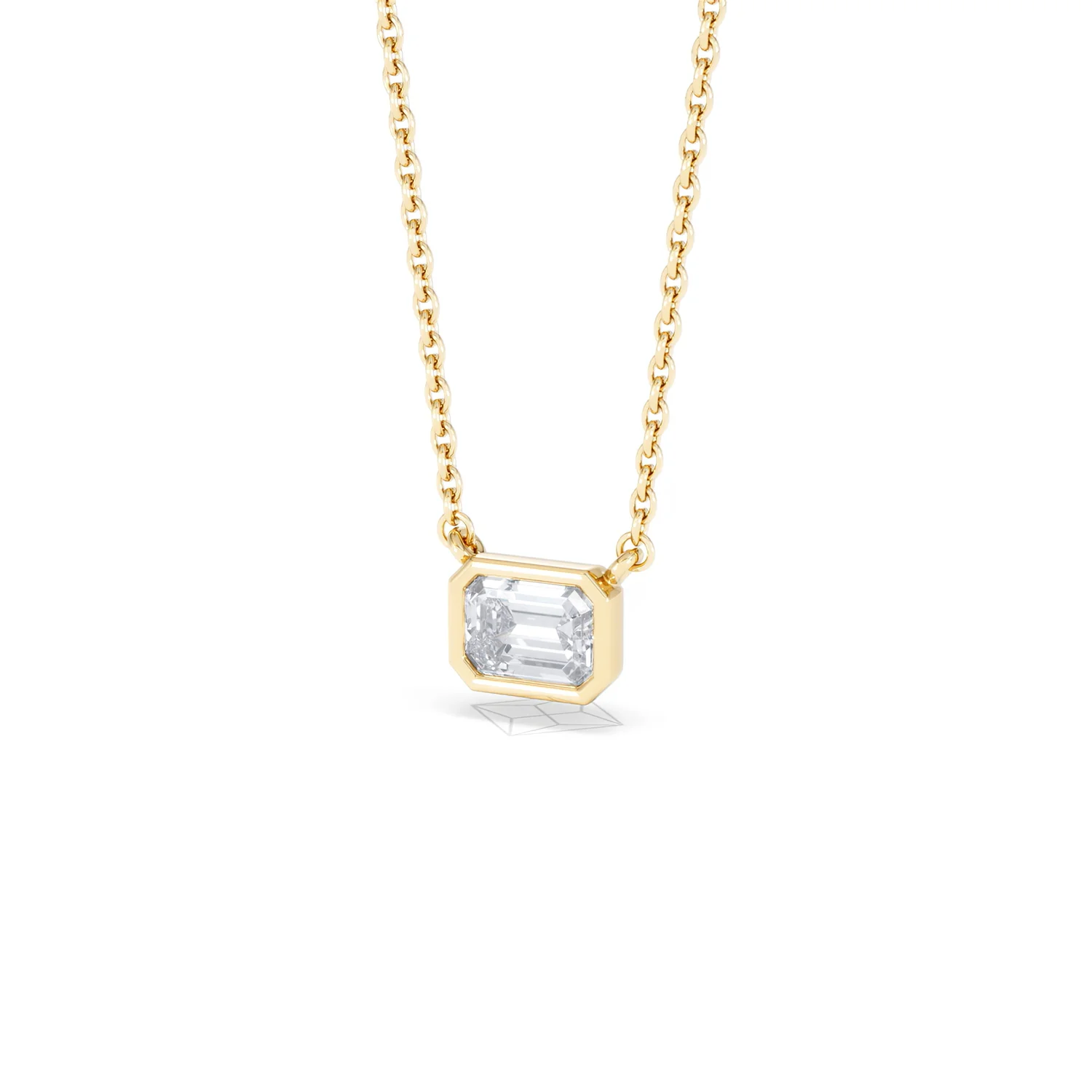 Horizon Emerald Cut Lab Diamond Solitaire Necklace 0.50ct H/SI in 9K Gold - Image 84