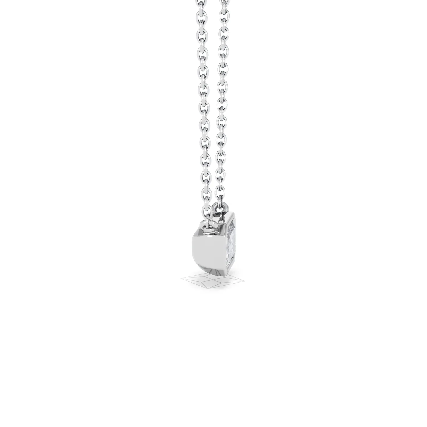 Horizon Emerald Cut Lab Diamond Solitaire Necklace 0.50ct H/SI in 9K White Gold - Image 28