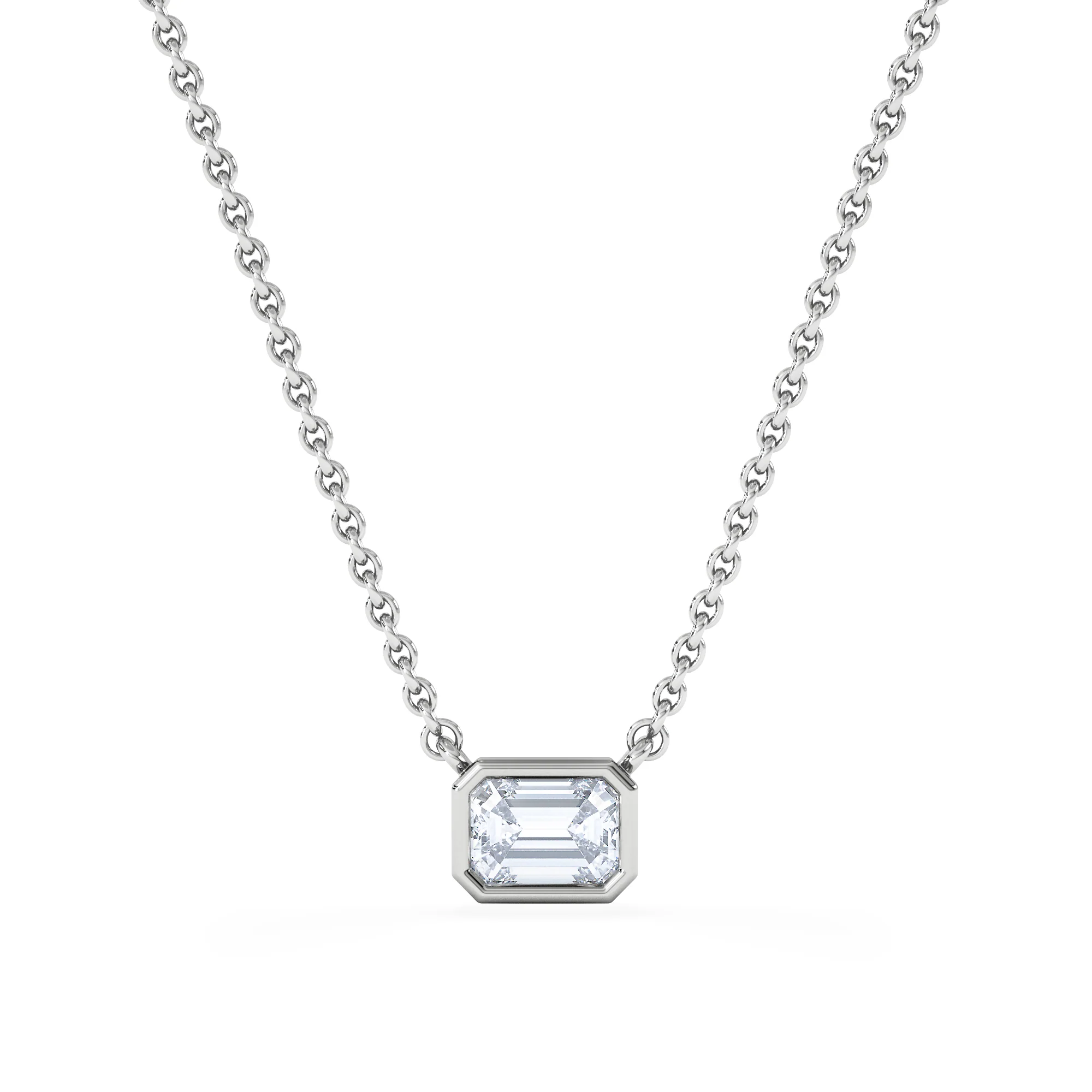 Horizon Emerald Cut Lab Diamond Solitaire Necklace 0.50ct H/SI in 9K White Gold - Image 3