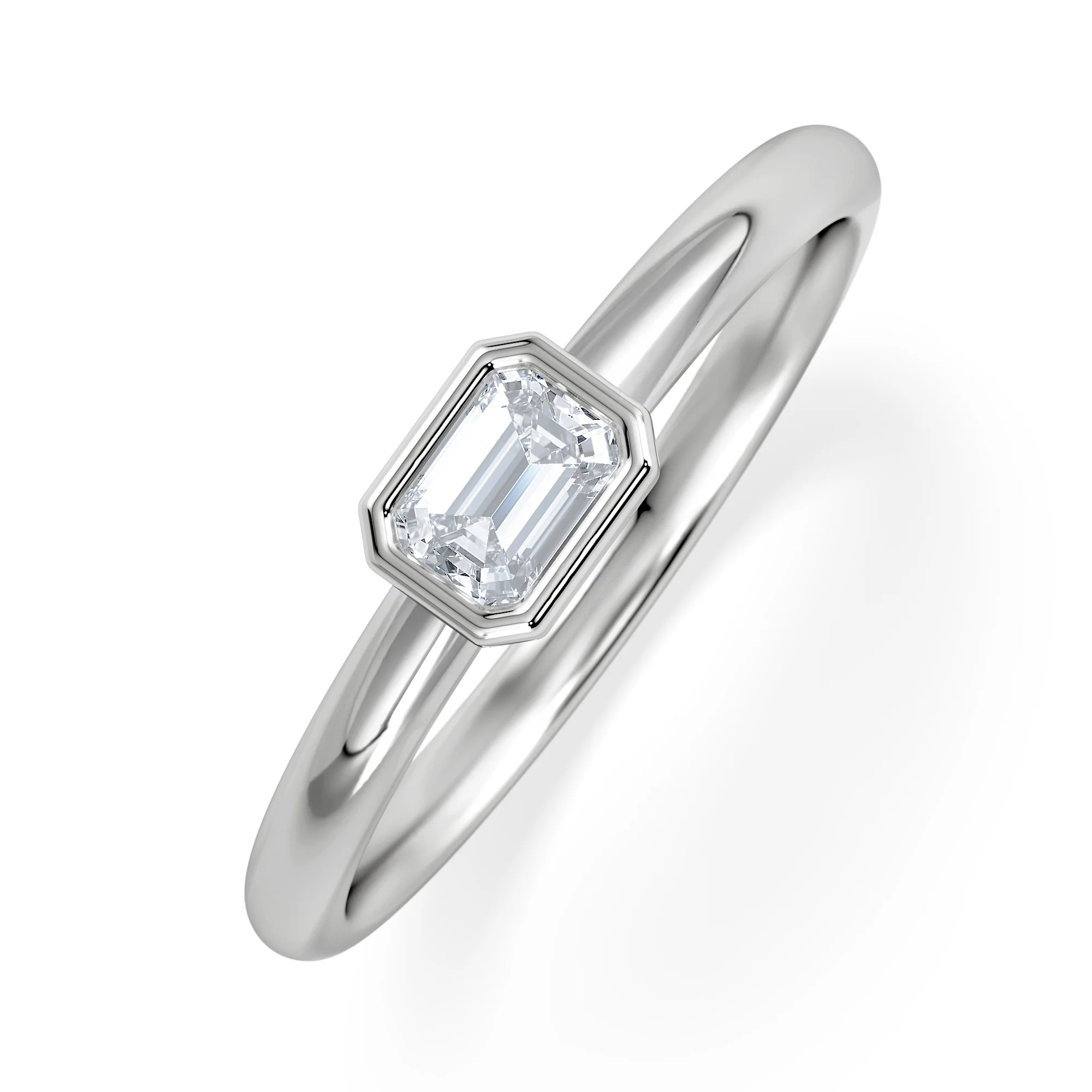 Horizon Emerald Cut Lab Diamond Solitaire Ring 0.25ct H/SI in 9K White Gold