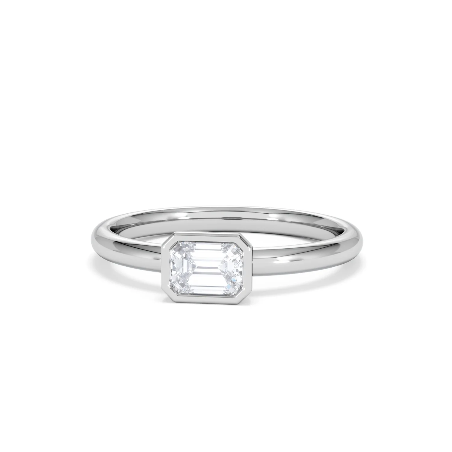 Horizon Emerald Cut Lab Diamond Solitaire Ring 0.50ct H/SI in 9K White Gold - Image 88