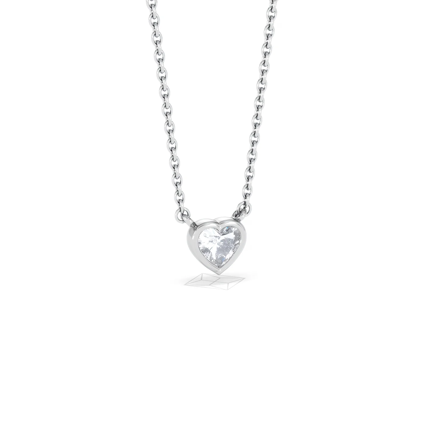 Horizon Heart Cut Lab Diamond Solitaire Necklace 0.25ct H/SI in 925 Silver - Image 15