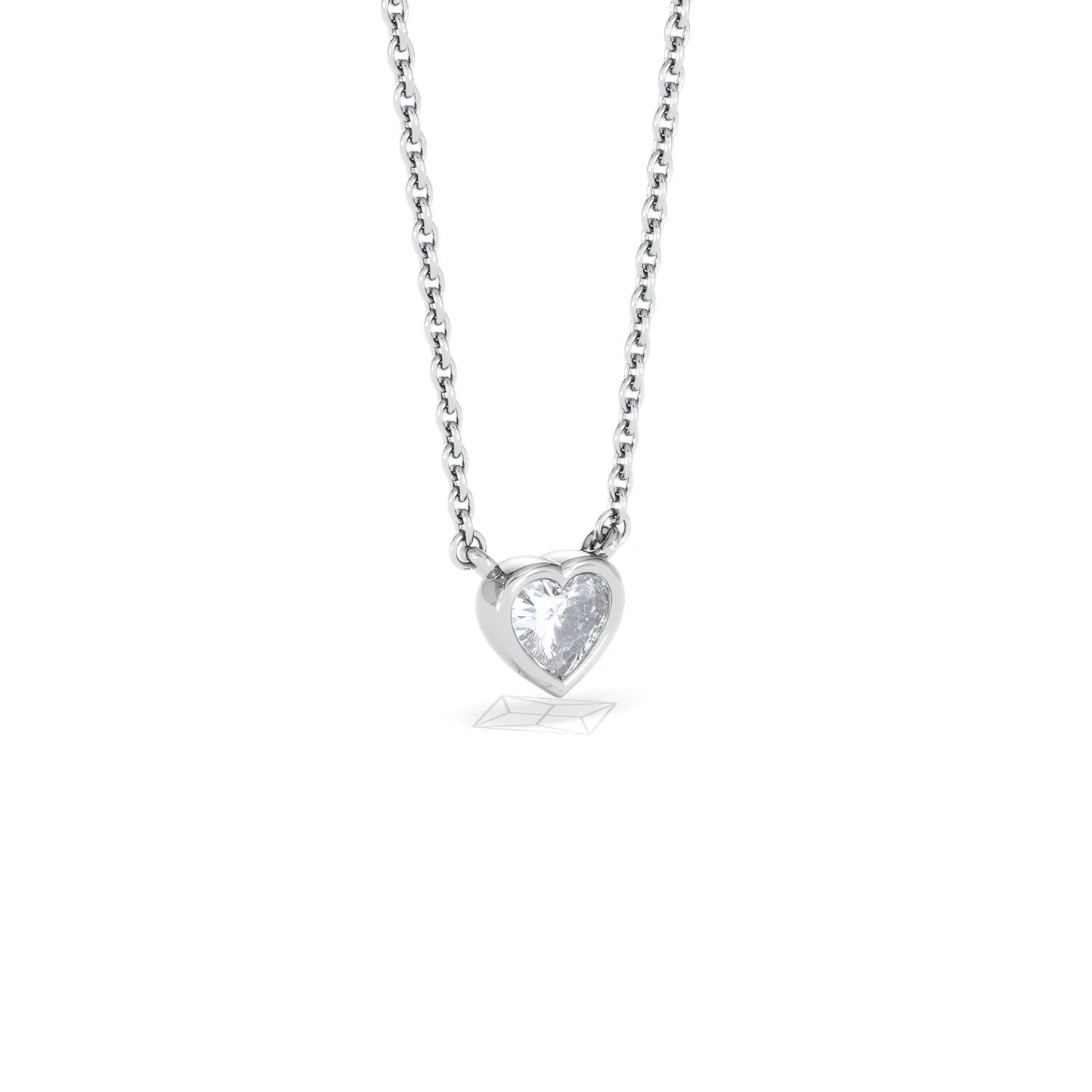 Horizon Heart Cut Lab Diamond Solitaire Necklace 0.25ct H/SI in 925 Silver - Image 17
