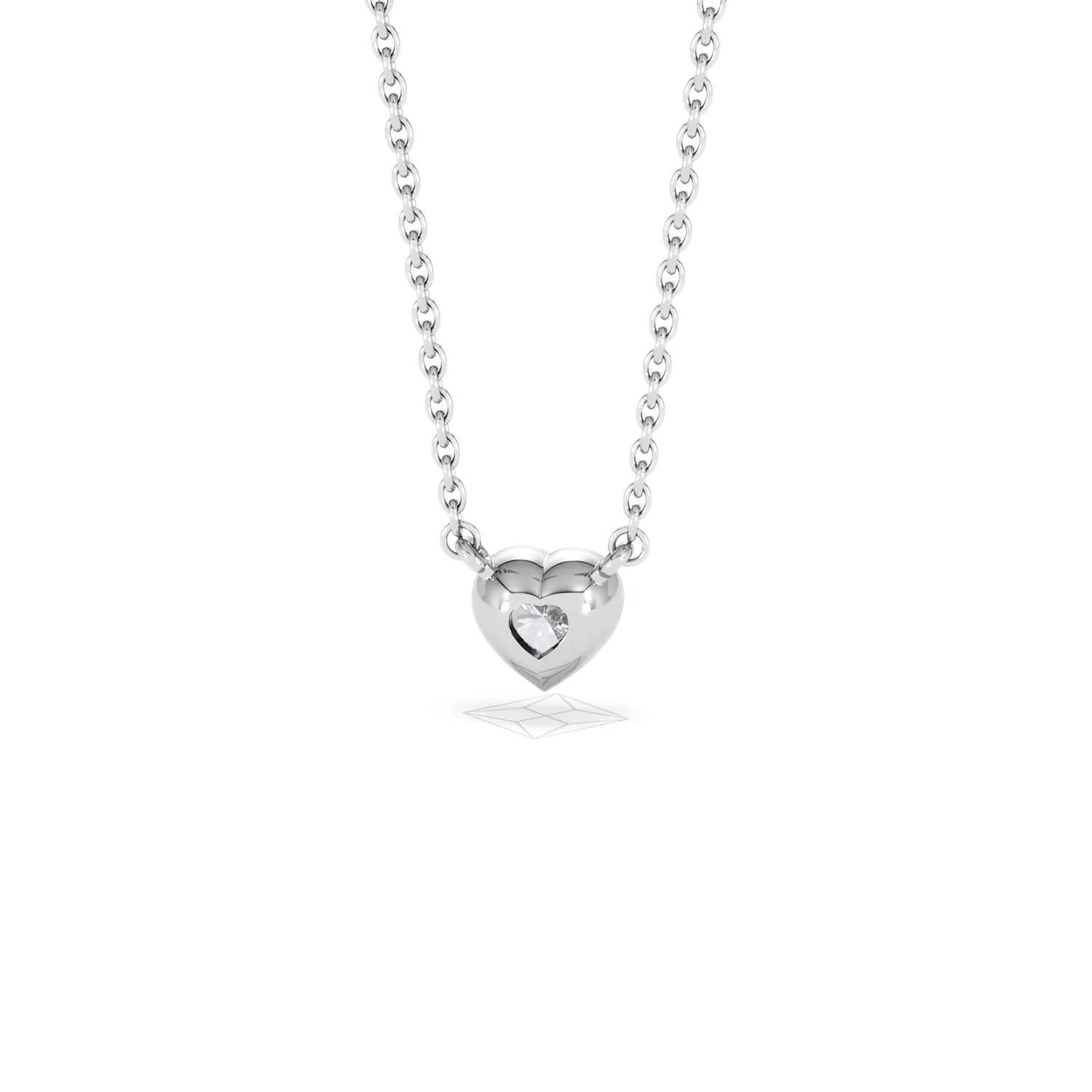 Horizon Heart Cut Lab Diamond Solitaire Necklace 0.25ct H/SI in 925 Silver - Image 48
