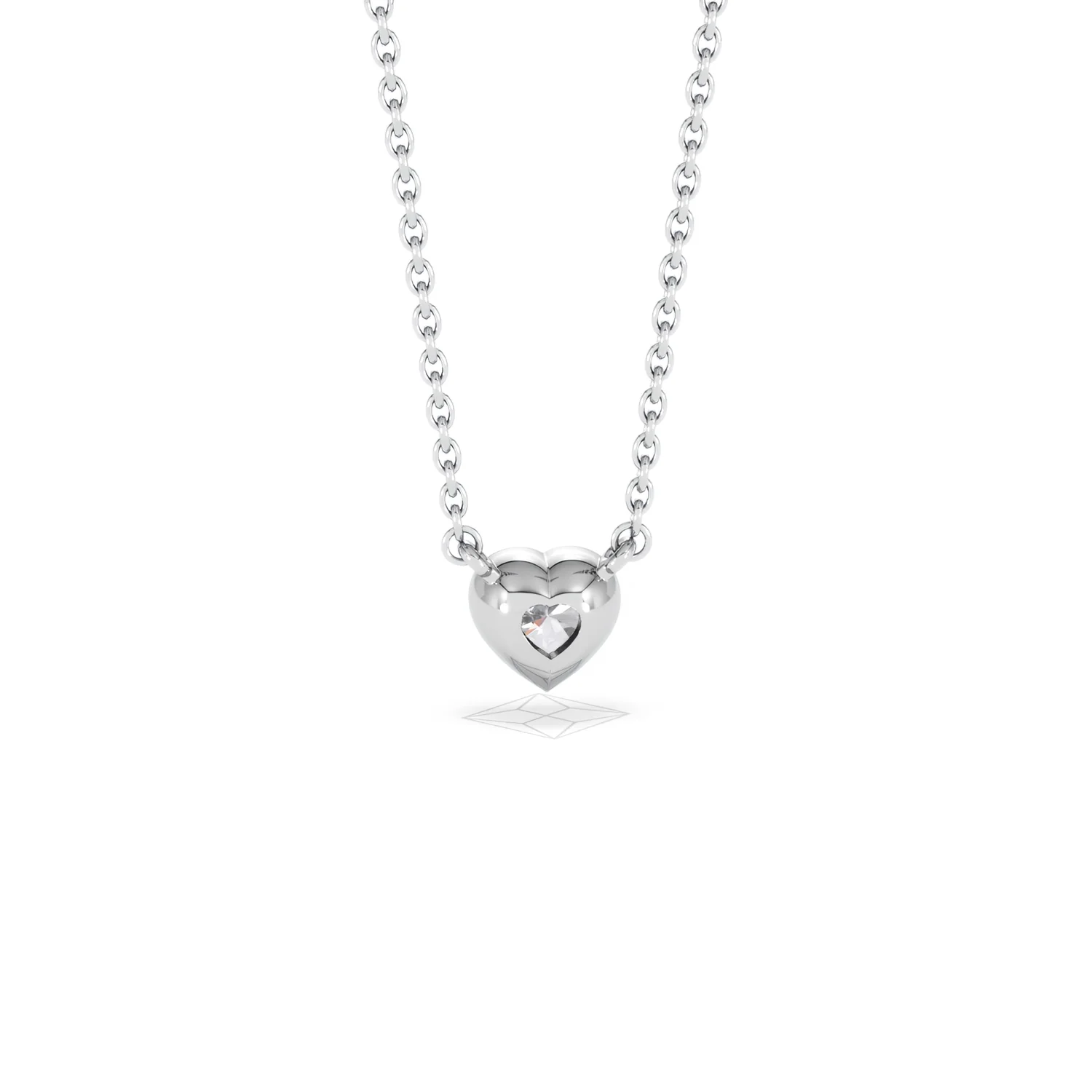 Horizon Heart Cut Lab Diamond Solitaire Necklace 0.25ct H/SI in 925 Silver - Image 51