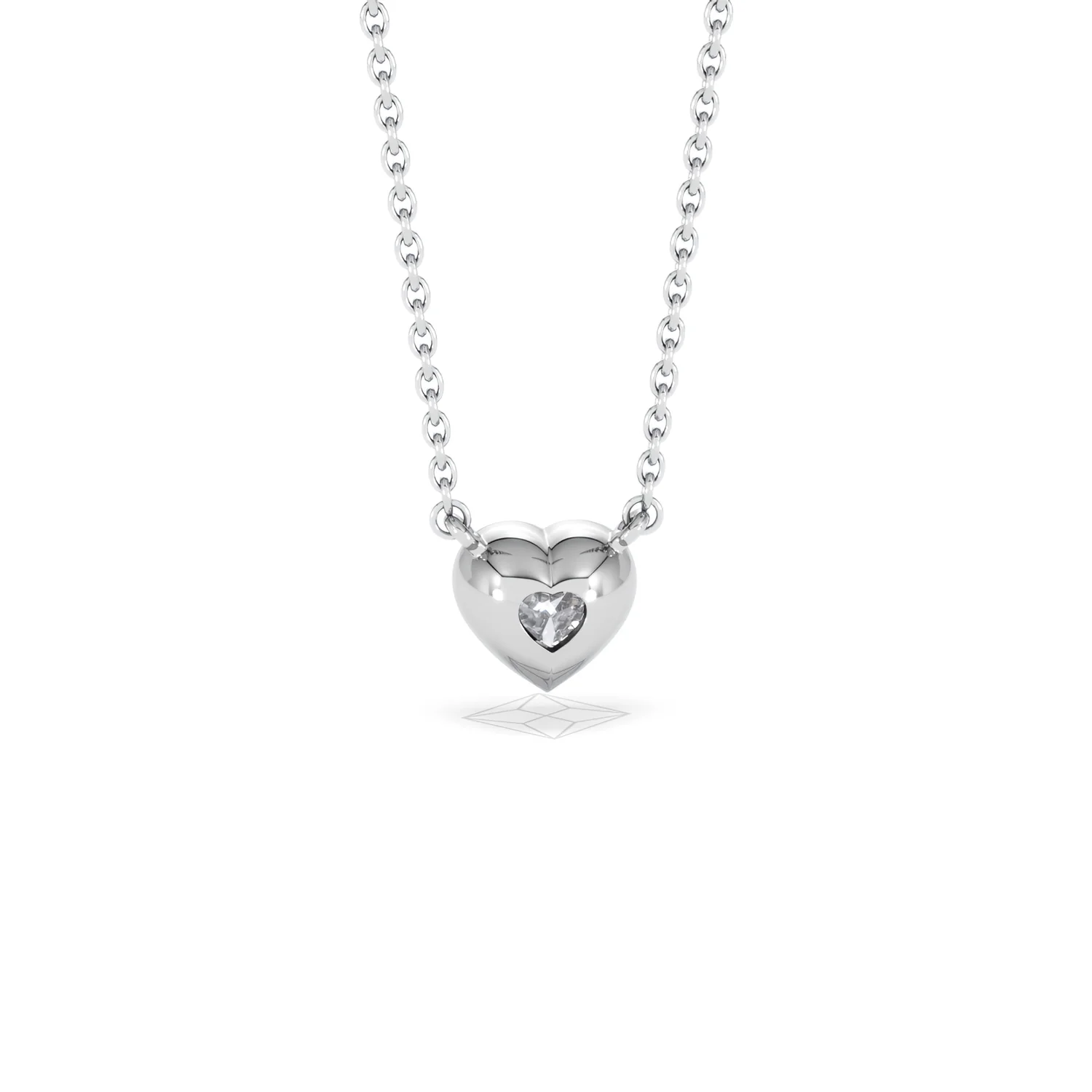 Horizon Heart Cut Lab Diamond Solitaire Necklace 0.50ct H/SI in 9K White Gold - Image 51