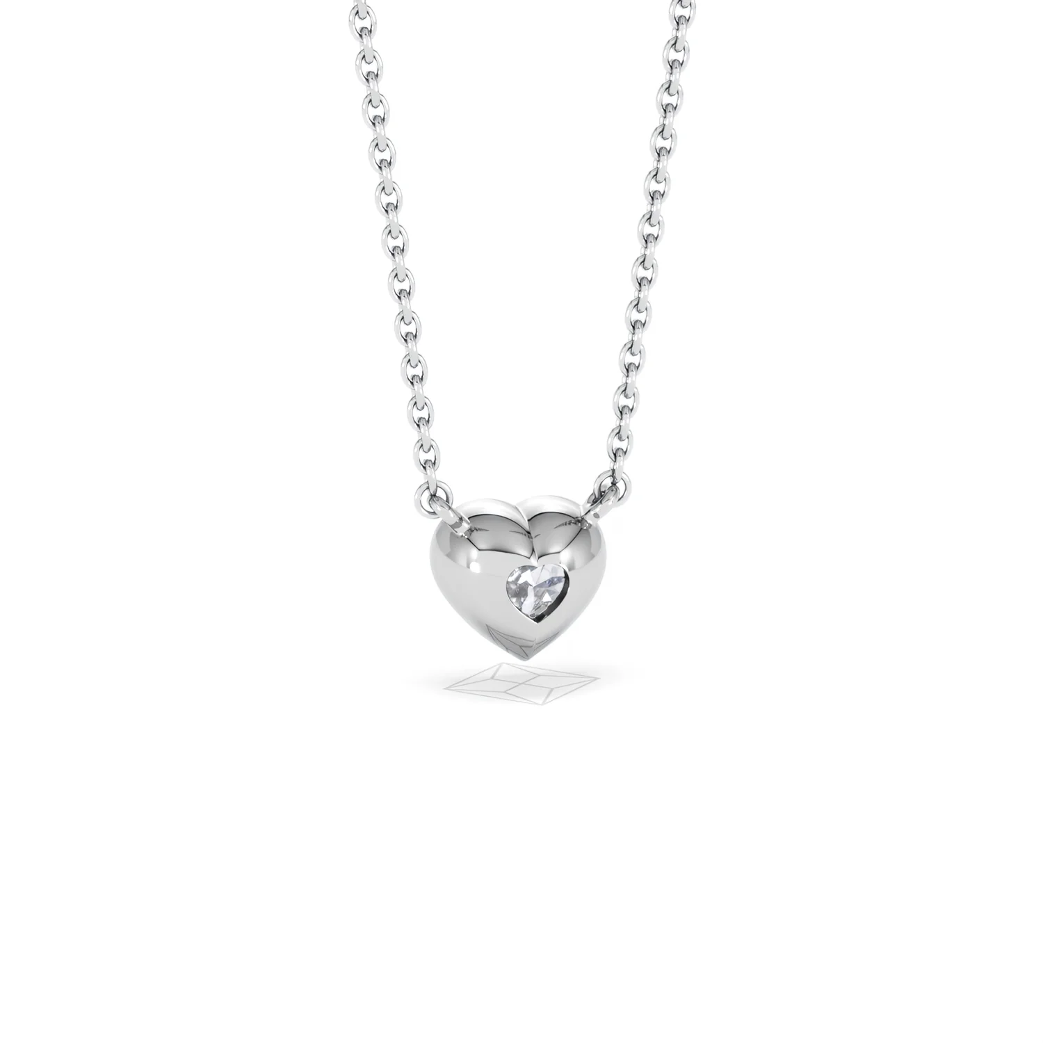 Horizon Heart Cut Lab Diamond Solitaire Necklace 0.50ct H/SI in 9K White Gold - Image 53
