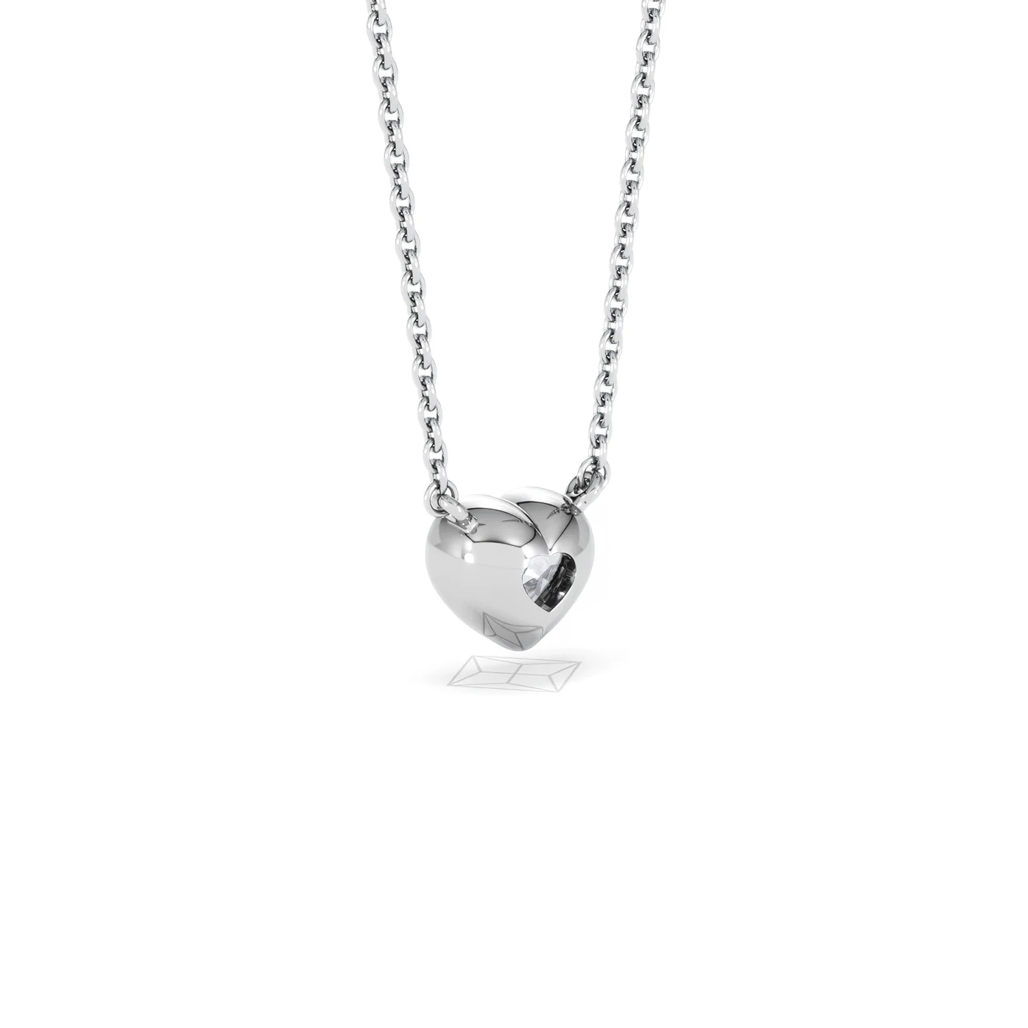 Horizon Heart Cut Lab Diamond Solitaire Necklace 0.50ct H/SI in 9K White Gold - Image 57