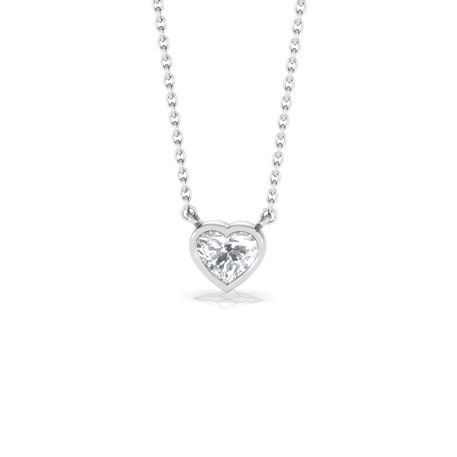 Horizon Heart Cut Lab Diamond Solitaire Necklace 0.50ct H/SI in 9K White Gold - Image 88