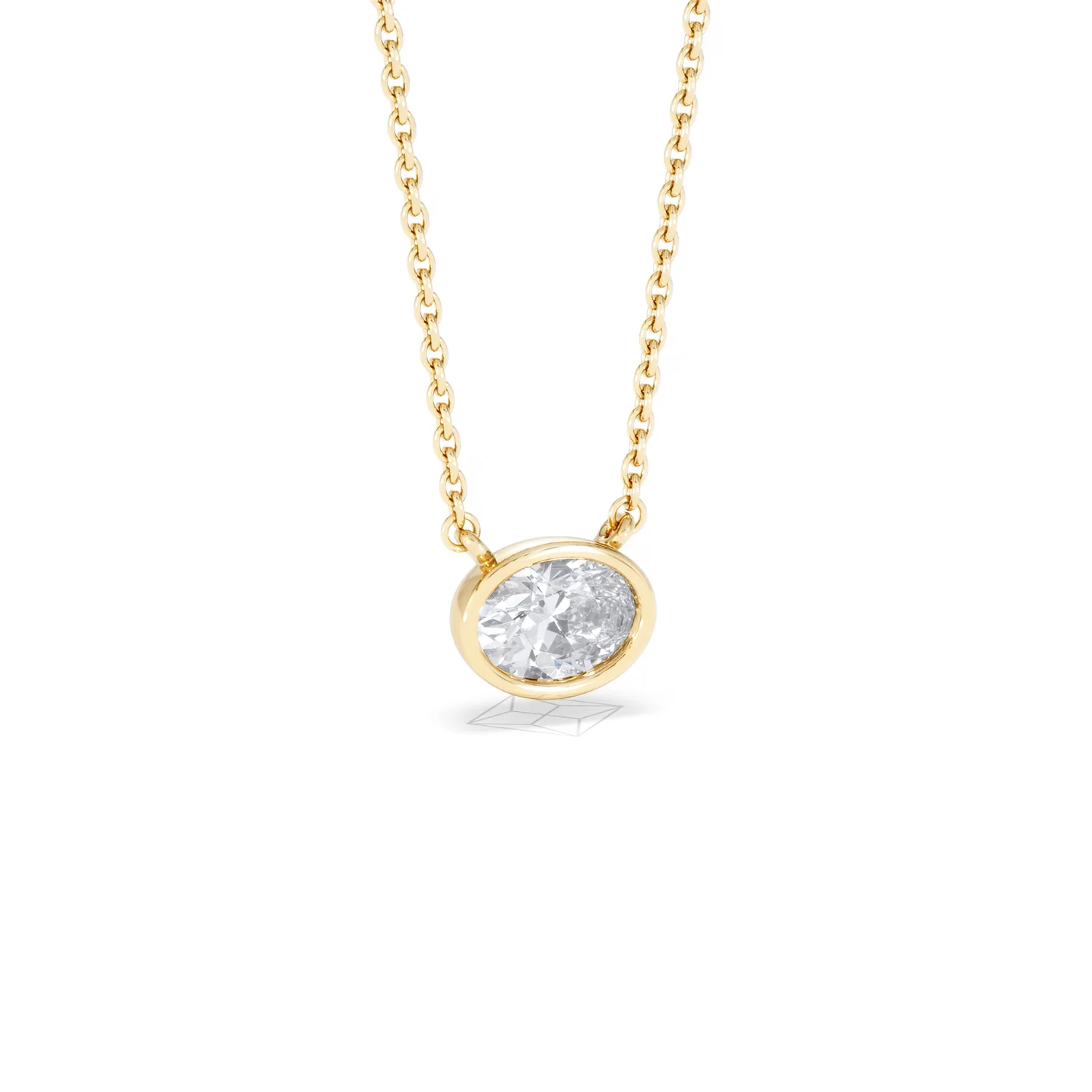 Horizon Oval Cut Lab Diamond Solitaire Necklace 0.50ct H/SI in 9K Gold - Image 15