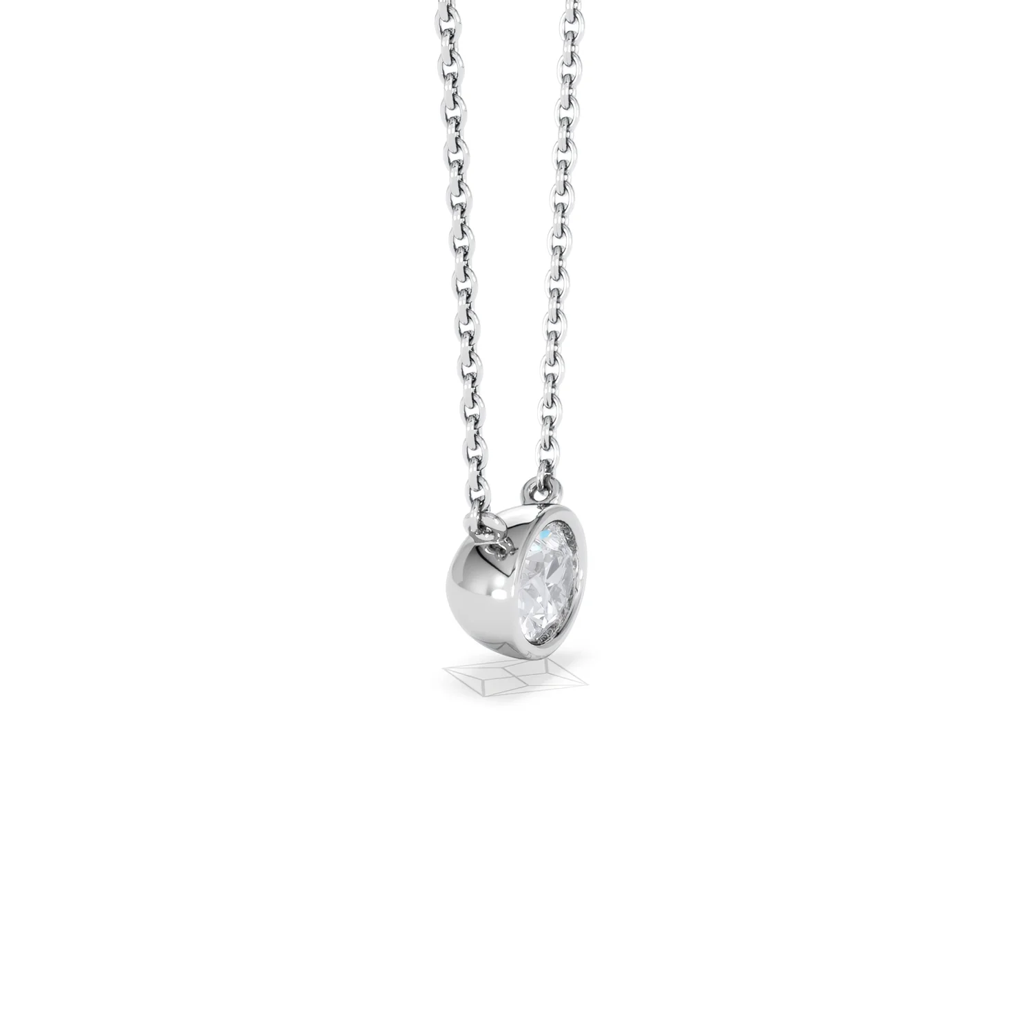 Horizon Oval Cut Lab Diamond Solitaire Necklace 0.50ct H/SI in 9K White Gold - Image 25