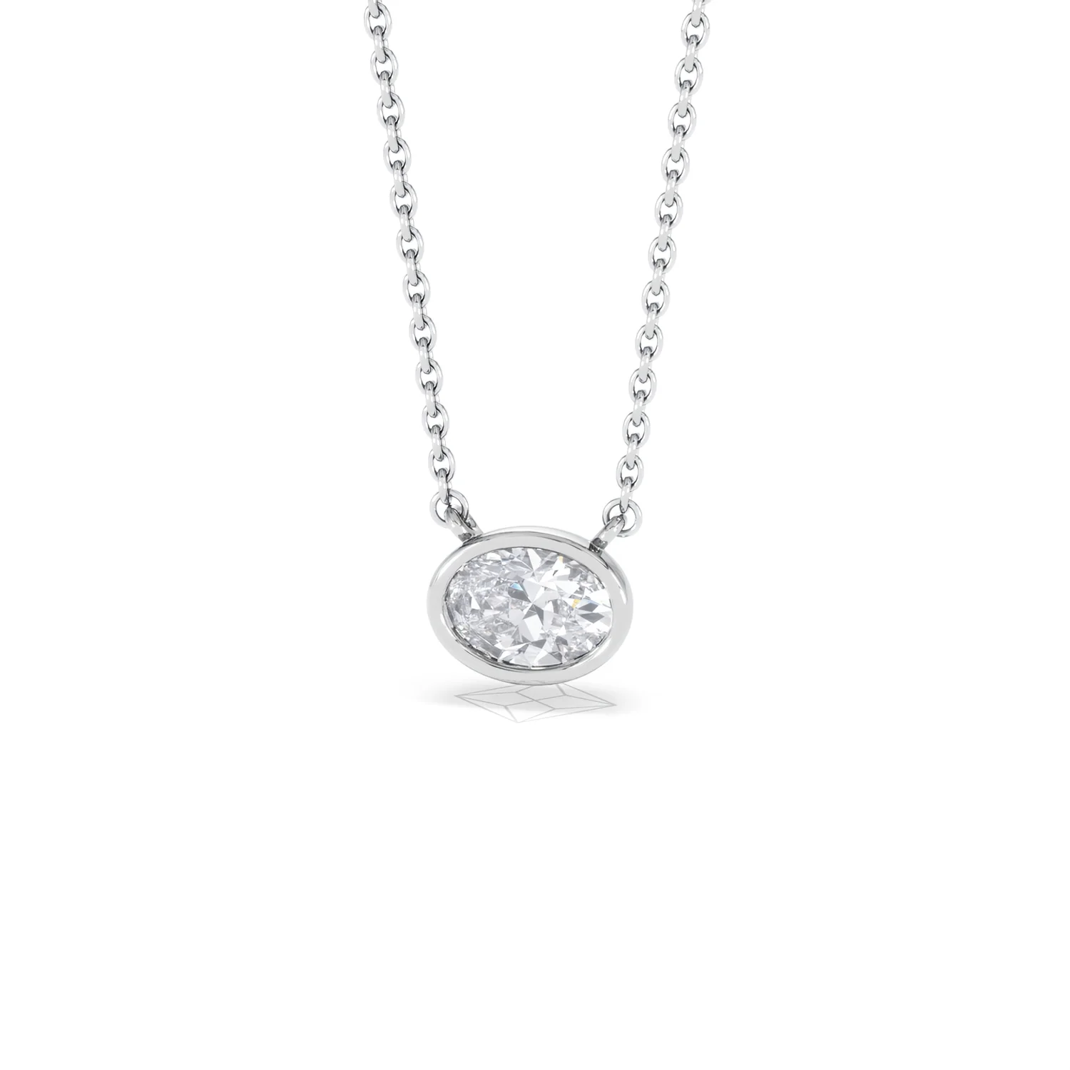 Horizon Oval Cut Lab Diamond Solitaire Necklace 0.50ct H/SI in 9K White Gold - Image 87