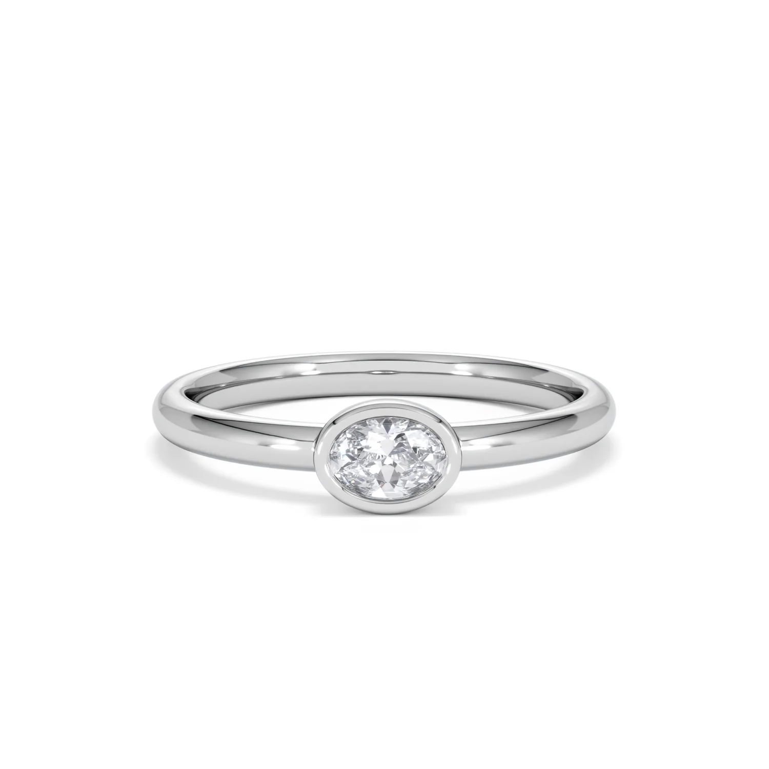 Horizon Oval Cut Lab Diamond Solitaire Ring 0.25ct H/SI in 9K White Gold - Image 10