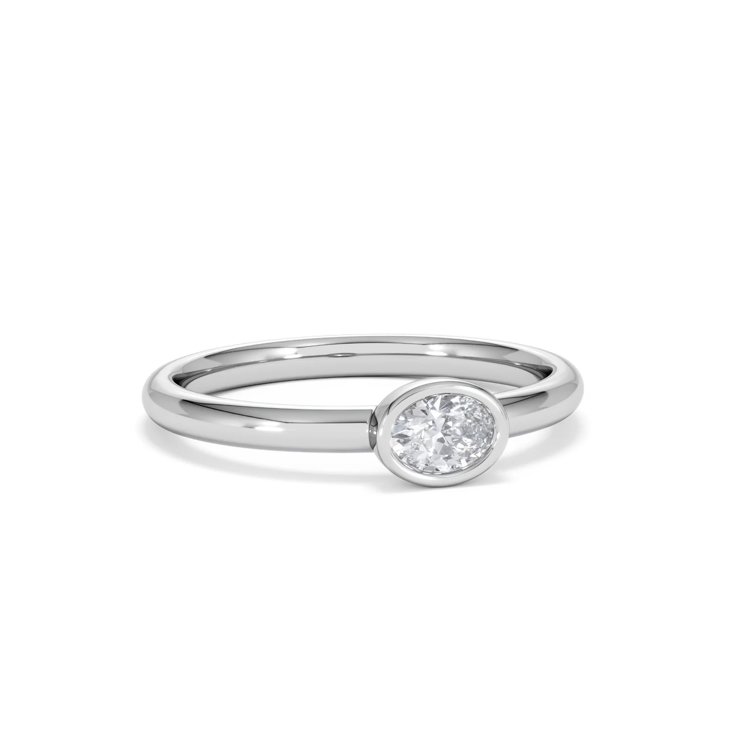 Horizon Oval Cut Lab Diamond Solitaire Ring 0.25ct H/SI in 9K White Gold - Image 14