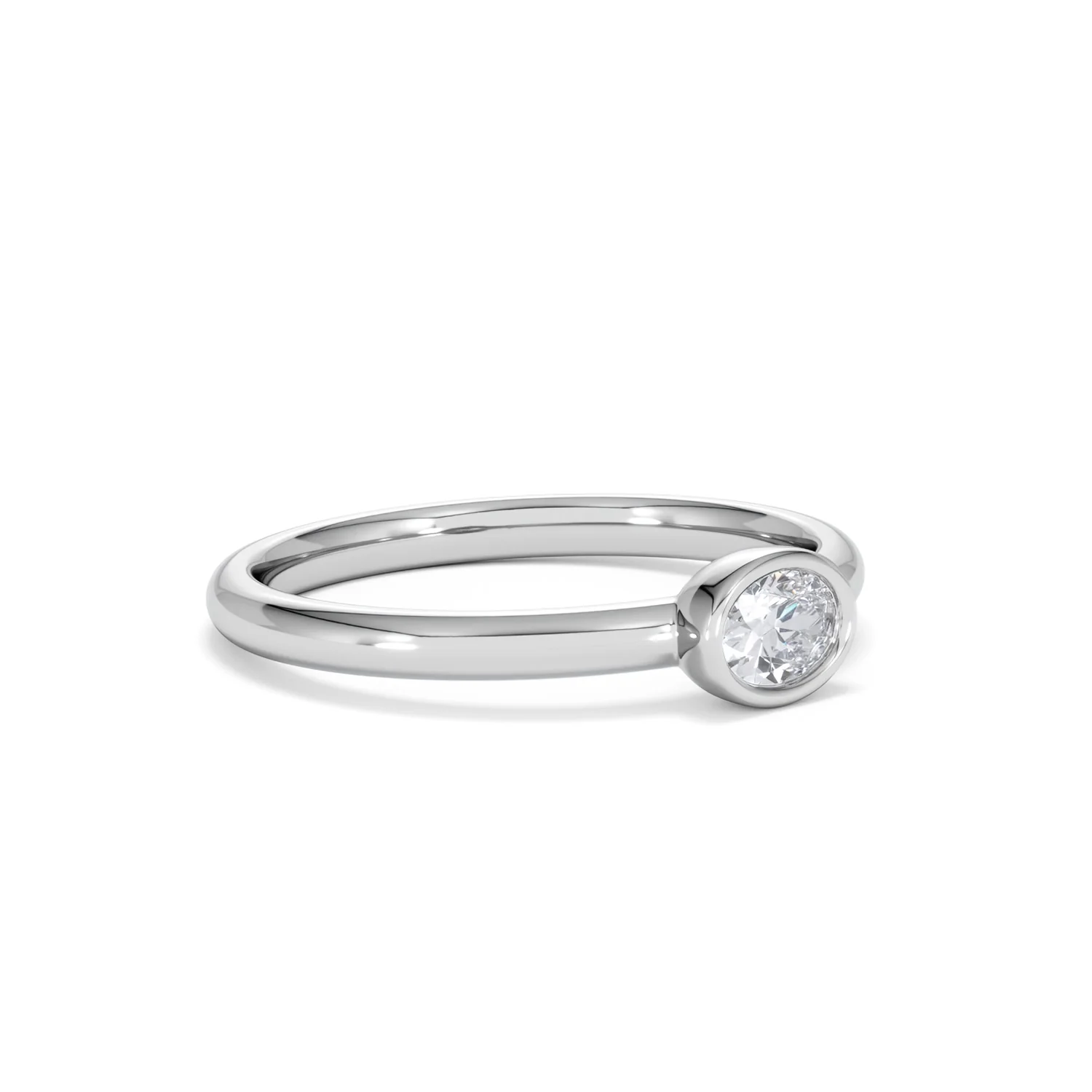 Horizon Oval Cut Lab Diamond Solitaire Ring 0.25ct H/SI in 9K White Gold - Image 19