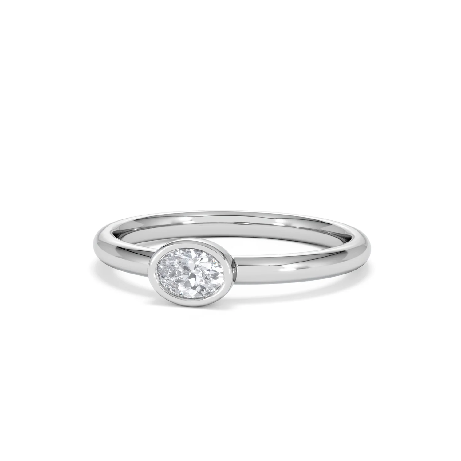 Horizon Oval Cut Lab Diamond Solitaire Ring 0.25ct H/SI in 9K White Gold - Image 86