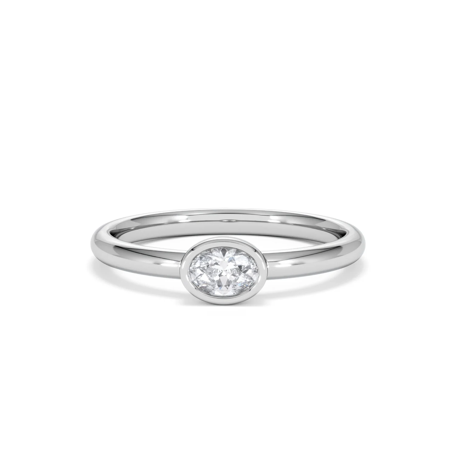 Horizon Oval Cut Lab Diamond Solitaire Ring 0.25ct H/SI in 9K White Gold - Image 89