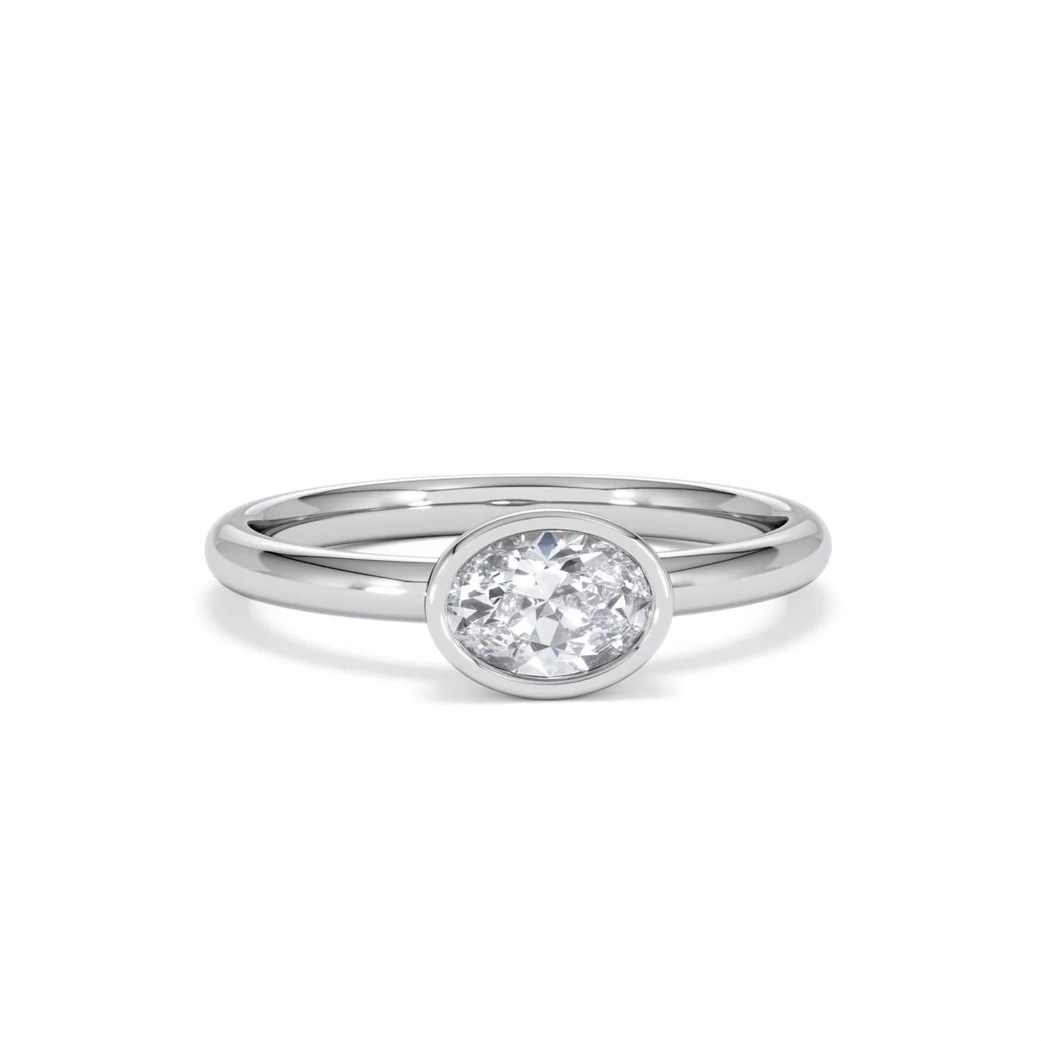 Horizon Oval Cut Lab Diamond Solitaire Ring 0.50ct H/SI in 9K White Gold - Image 11