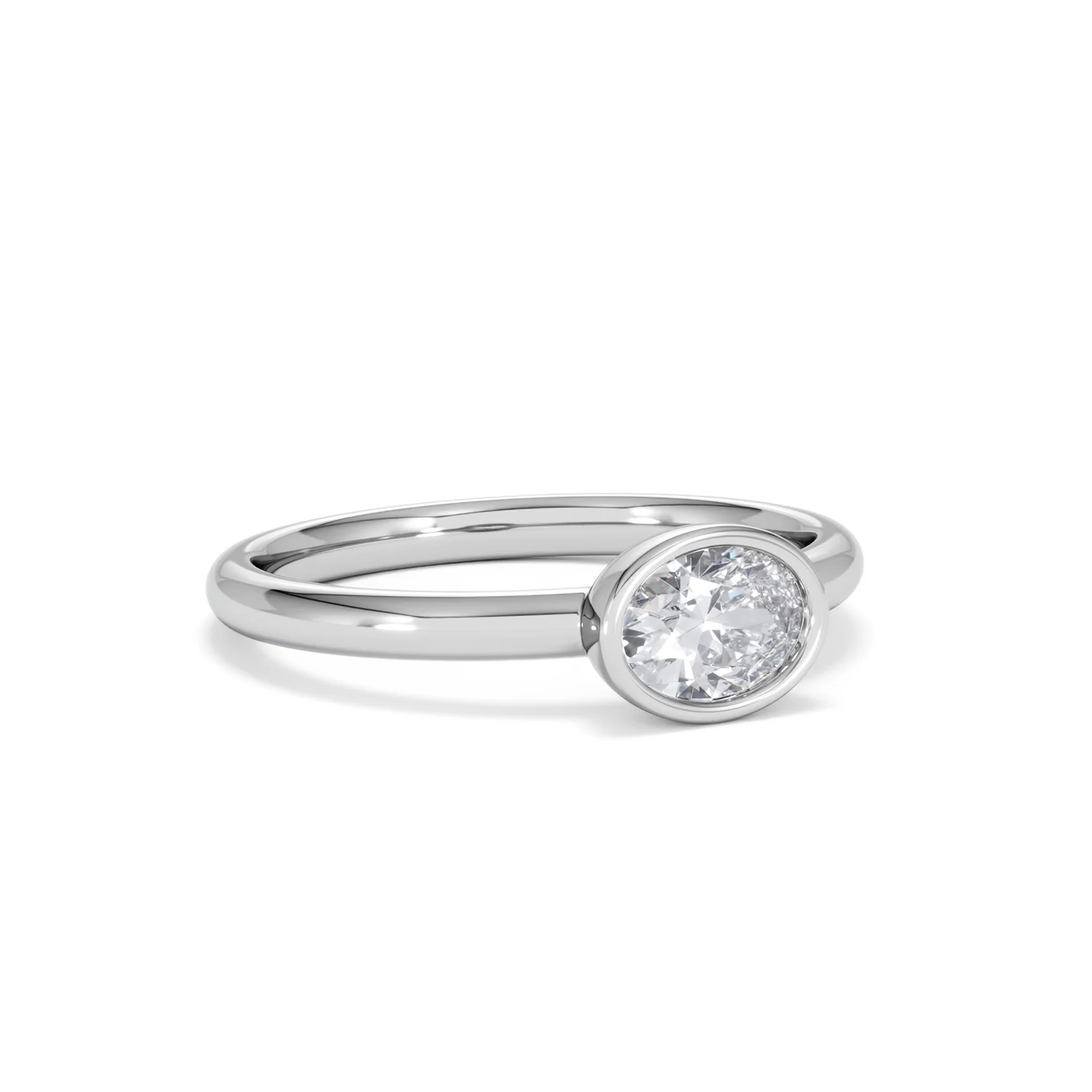 Horizon Oval Cut Lab Diamond Solitaire Ring 0.50ct H/SI in 9K White Gold - Image 16