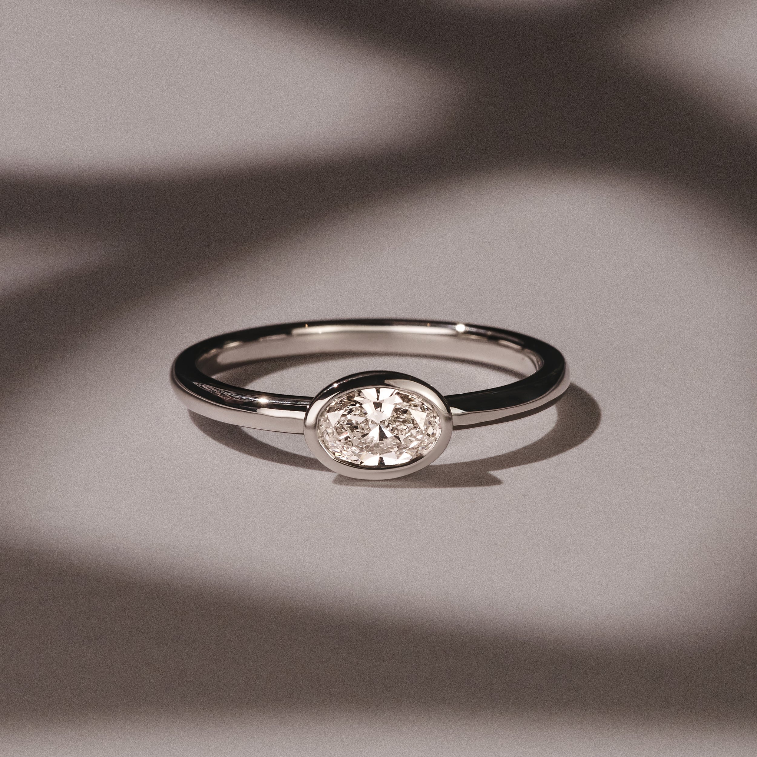 Horizon Oval Cut Lab Diamond Solitaire Ring 0.50ct H/SI in 9K White Gold - Image 8