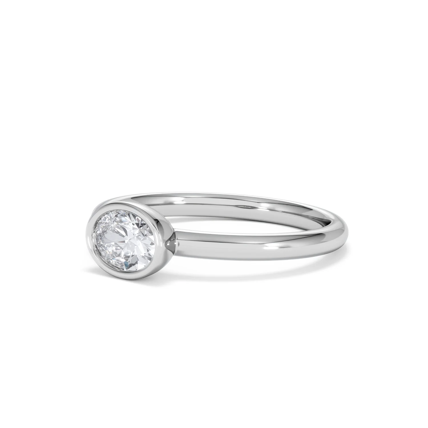 Horizon Oval Cut Lab Diamond Solitaire Ring 0.50ct H/SI in 9K White Gold - Image 81