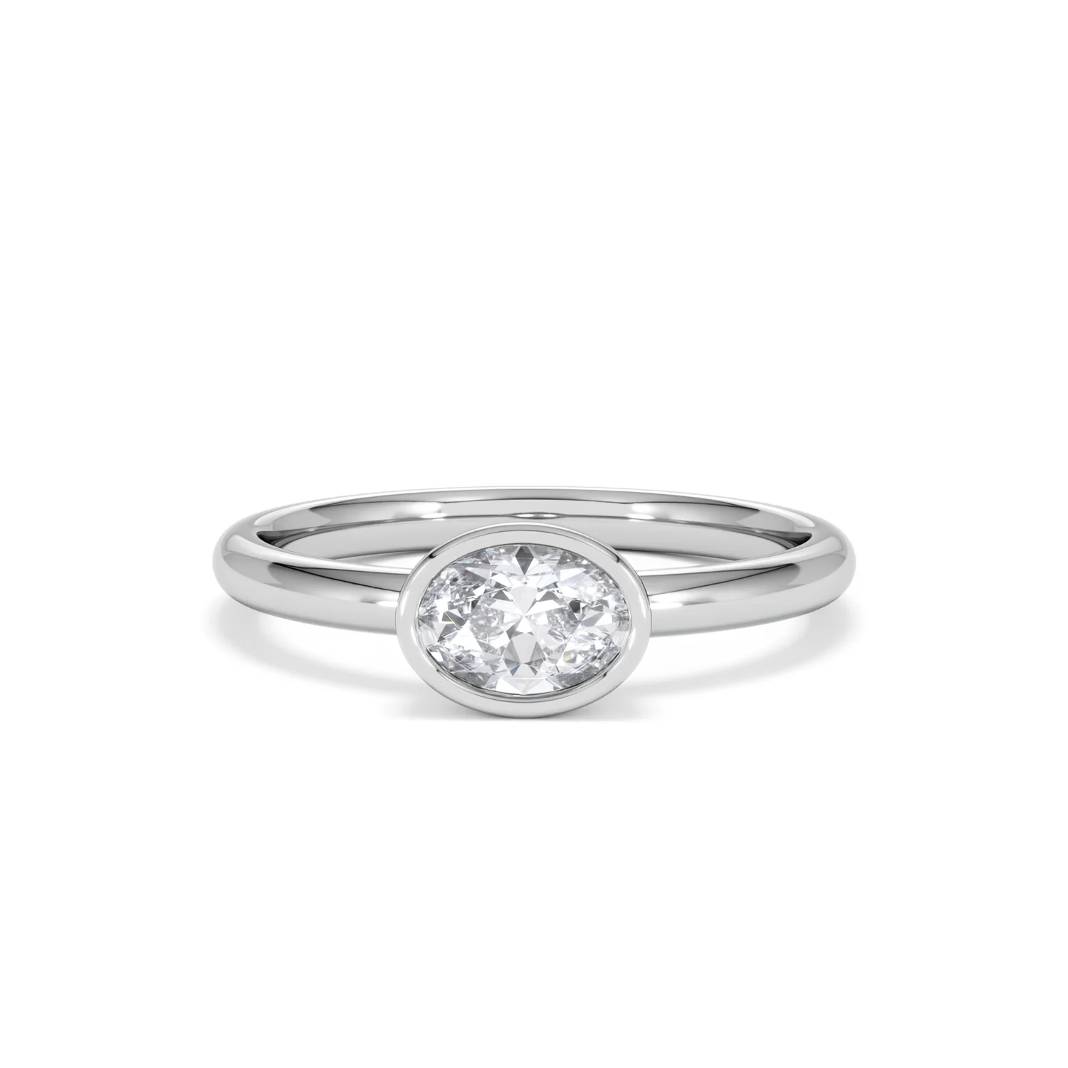 Horizon Oval Cut Lab Diamond Solitaire Ring 0.50ct H/SI in 9K White Gold - Image 89