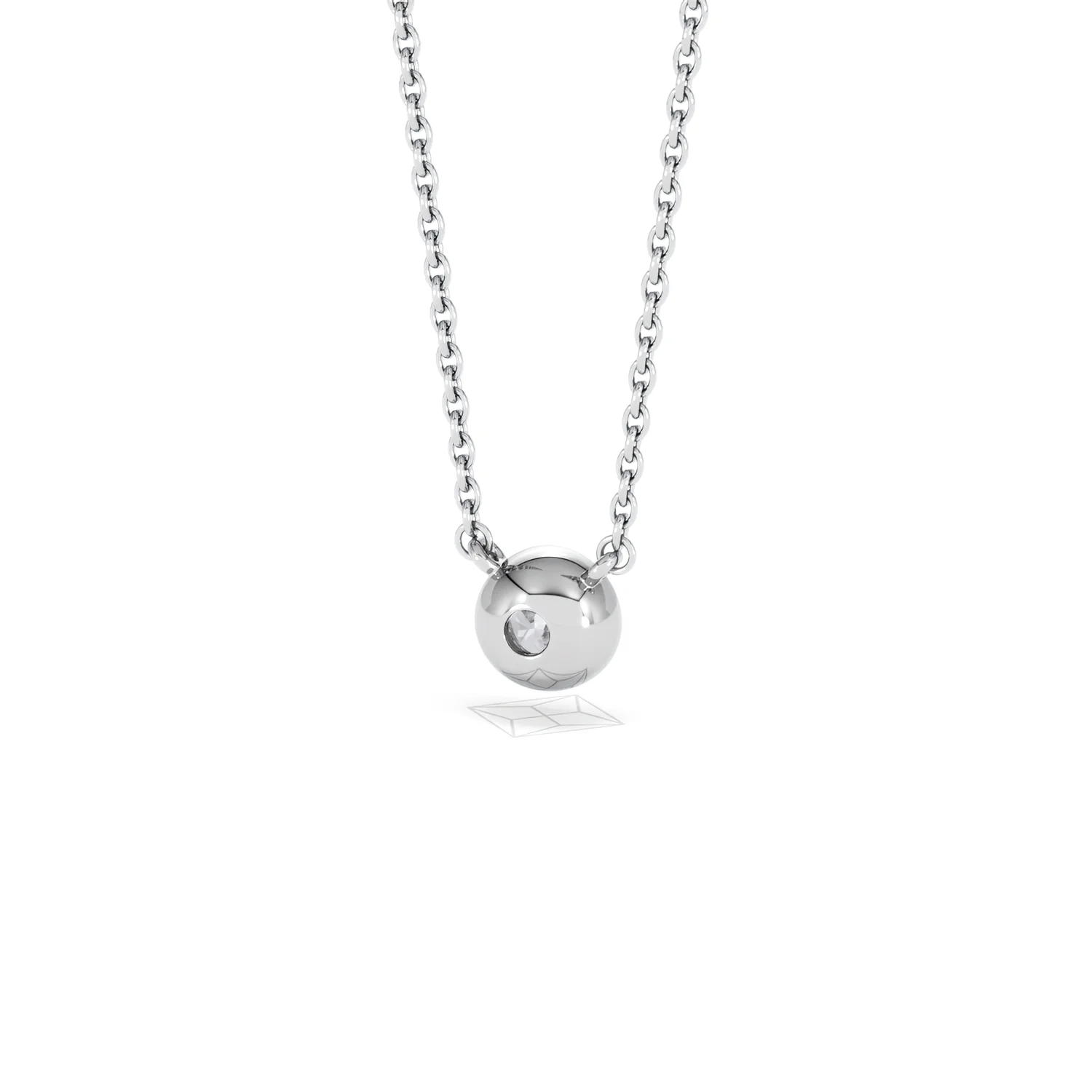 Horizon Round Cut Lab Diamond Solitaire Necklace 0.25ct H/SI in 925 Silver - Image 46
