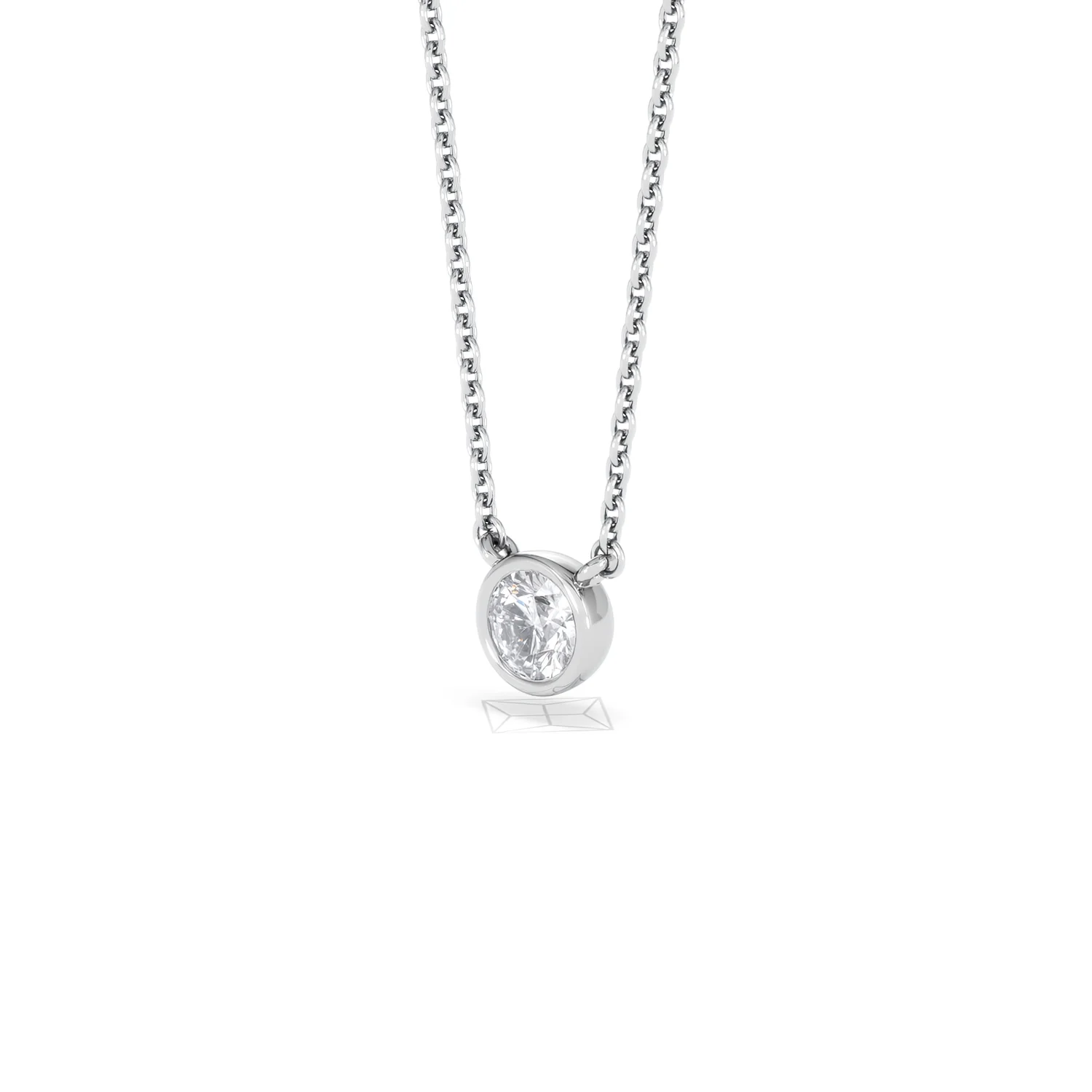 Horizon Round Cut Lab Diamond Solitaire Necklace 0.25ct H/SI in 925 Silver - Image 82
