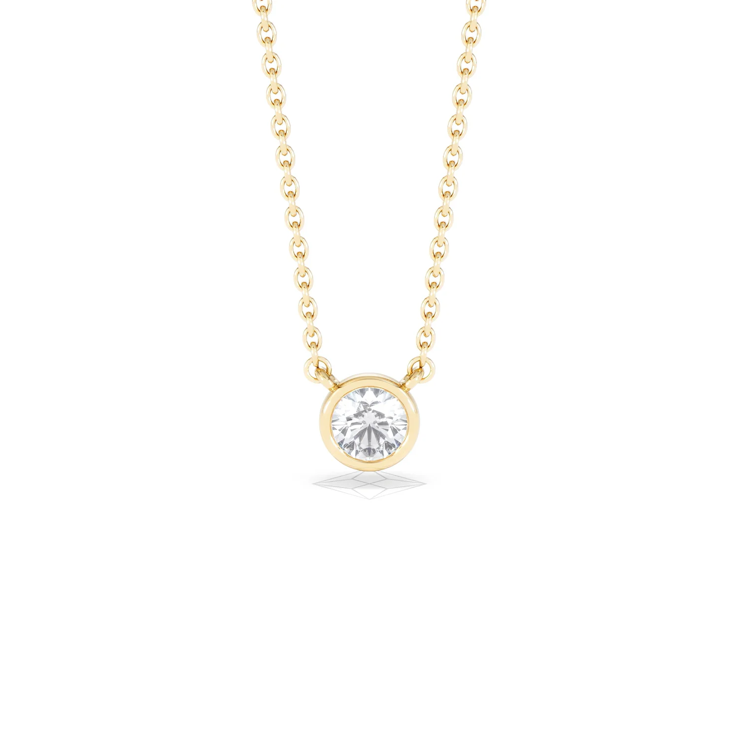 Horizon Round Cut Lab Diamond Solitaire Necklace 0.25ct H/SI in 9K Gold - Image 10