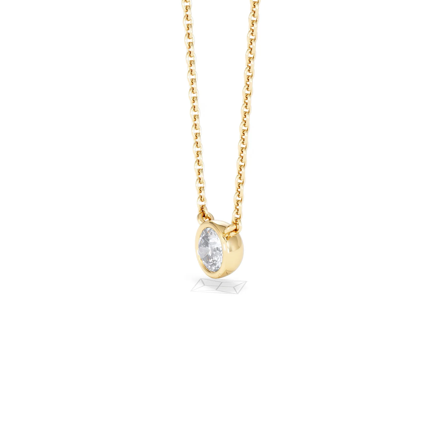 Horizon Round Cut Lab Diamond Solitaire Necklace 0.25ct H/SI in 9K Gold - Image 77