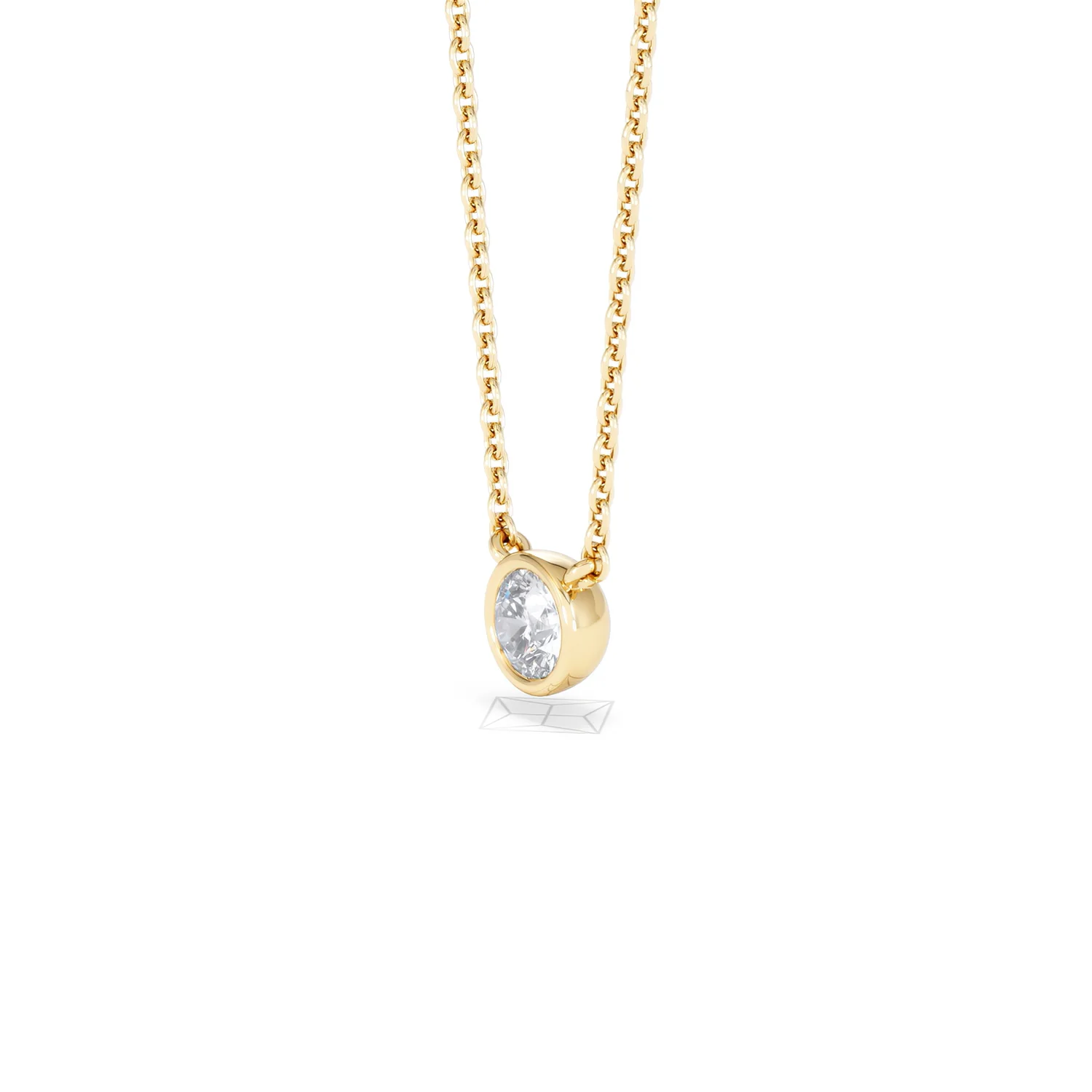 Horizon Round Cut Lab Diamond Solitaire Necklace 0.25ct H/SI in 9K Gold - Image 78