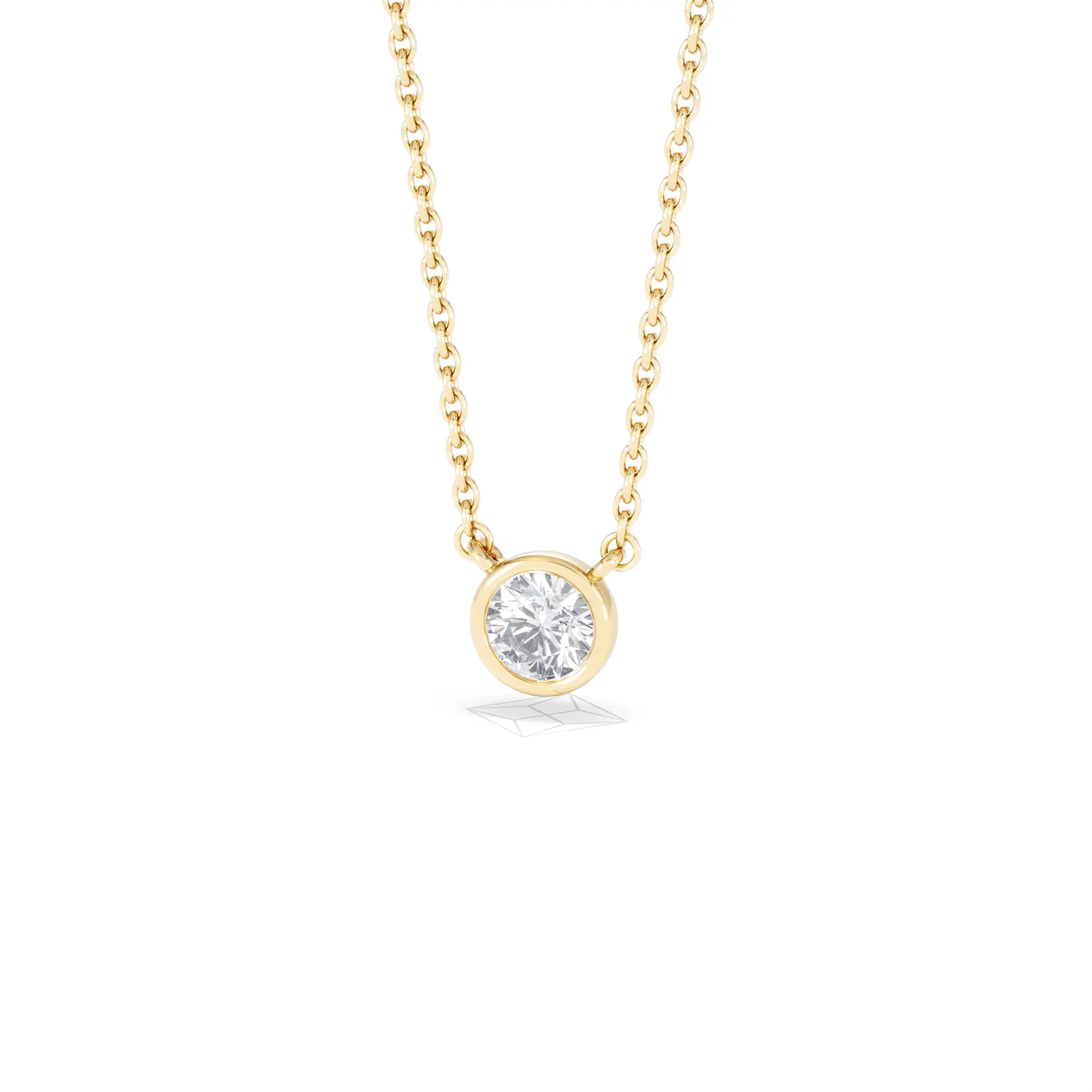 Horizon Round Cut Lab Diamond Solitaire Necklace 0.25ct H/SI in 9K Gold - Image 86