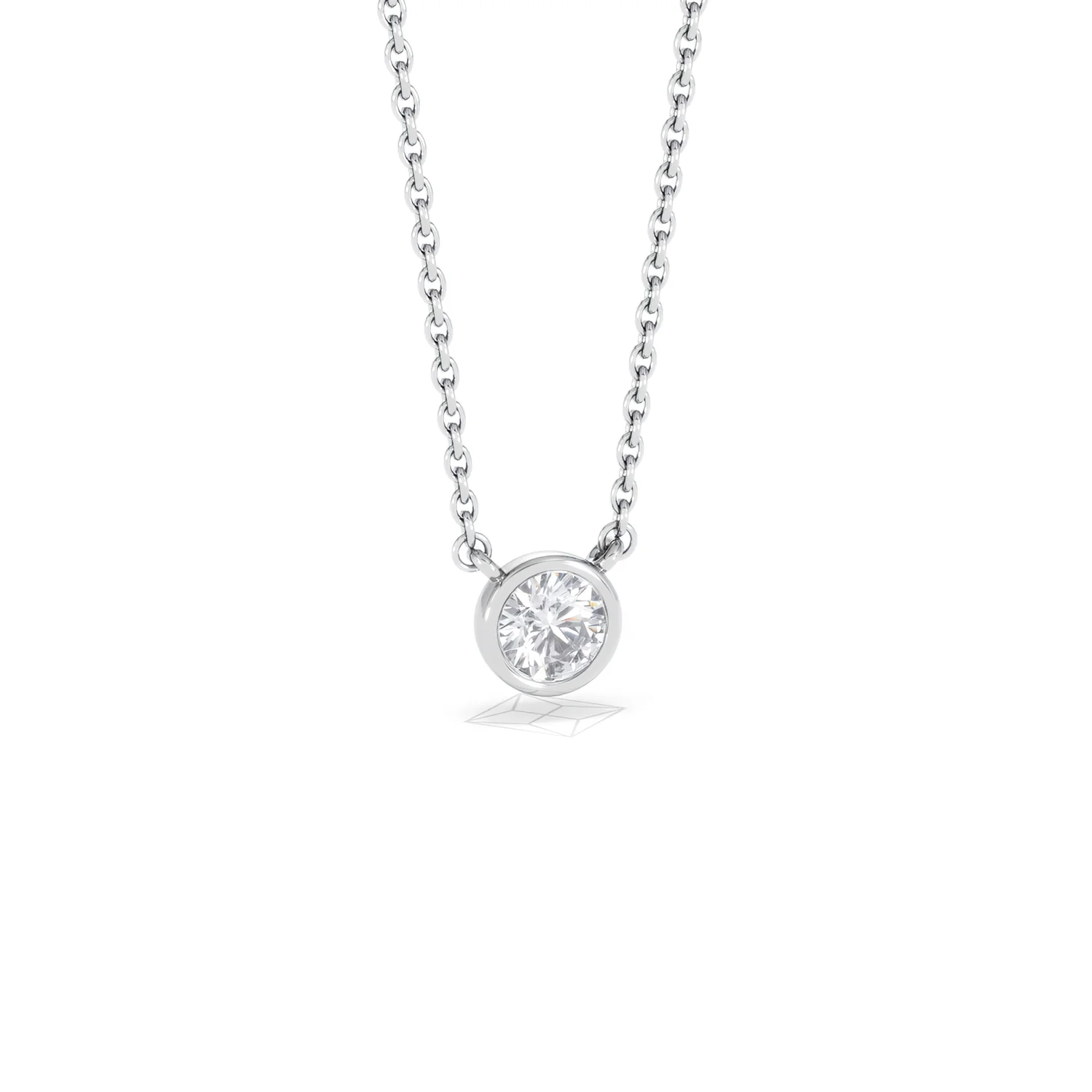 Horizon Round Cut Lab Diamond Solitaire Necklace 0.25ct H/SI in 9K White Gold - Image 15