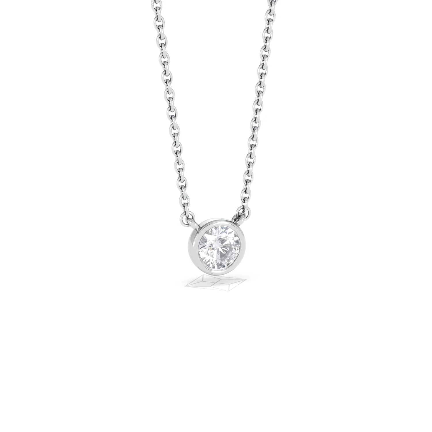 Horizon Round Cut Lab Diamond Solitaire Necklace 0.25ct H/SI in 9K White Gold - Image 16