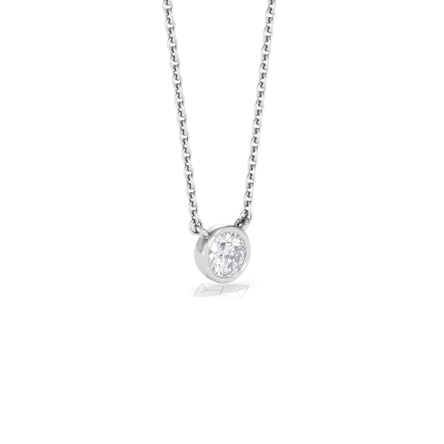 Horizon Round Cut Lab Diamond Solitaire Necklace 0.25ct H/SI in 9K White Gold - Image 19