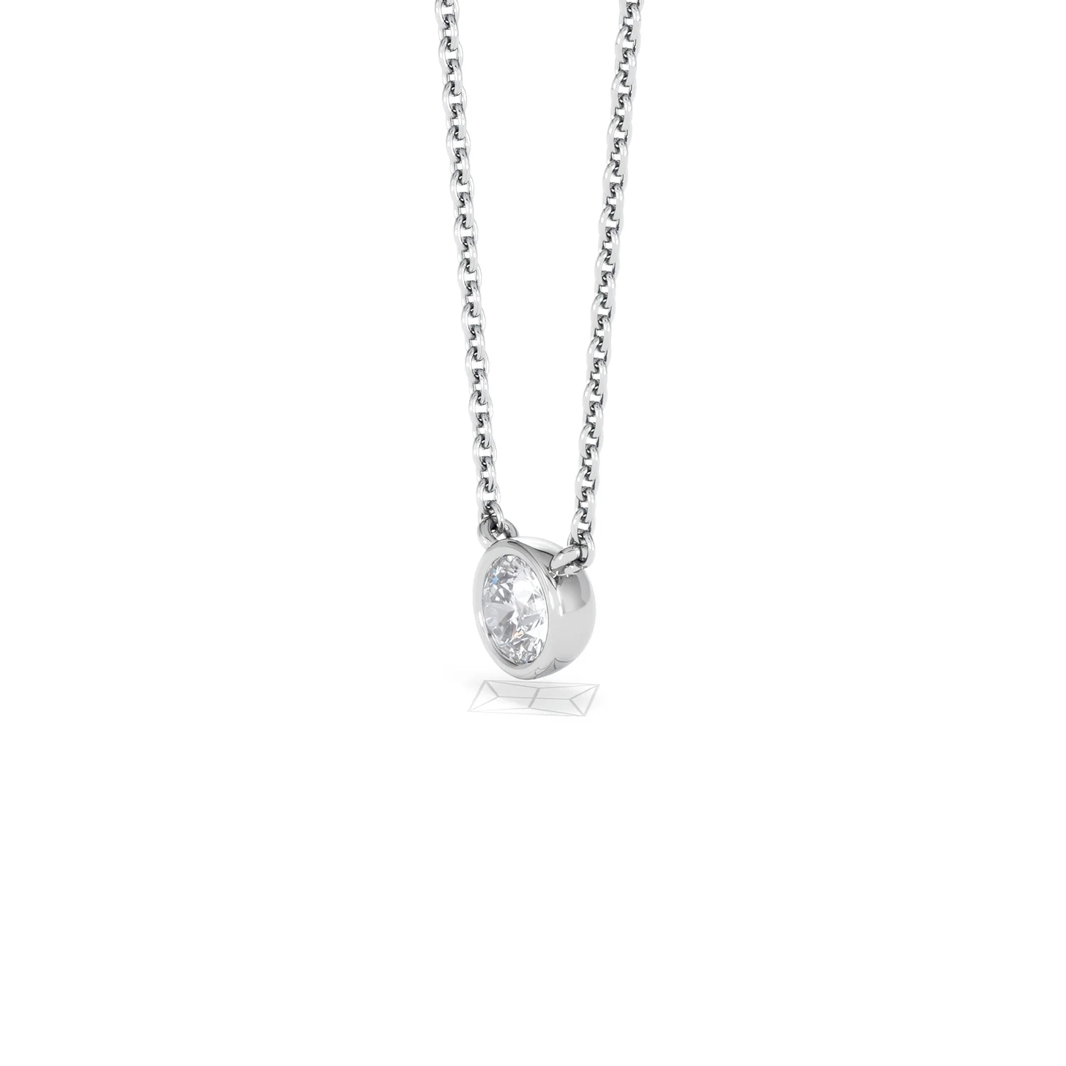 Horizon Round Cut Lab Diamond Solitaire Necklace 0.25ct H/SI in 9K White Gold - Image 79