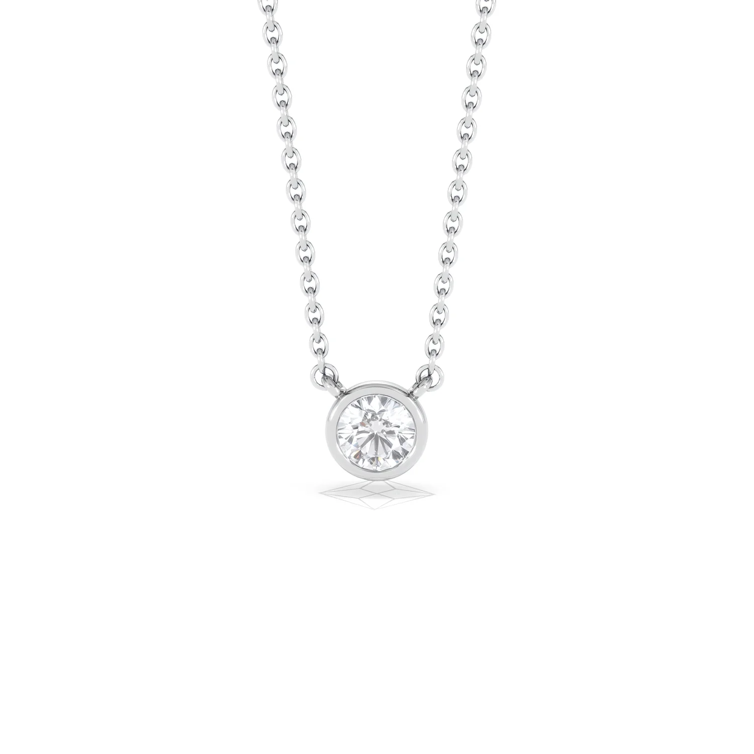 Horizon Round Cut Lab Diamond Solitaire Necklace 0.25ct H/SI in 9K White Gold - Image 90
