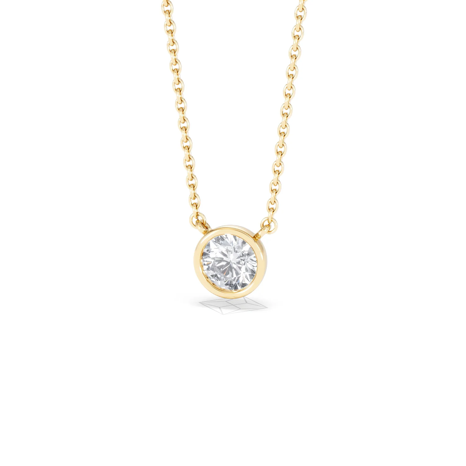 Horizon Round Cut Lab Diamond Solitaire Necklace 0.50ct H/SI in 9K Gold - Image 87