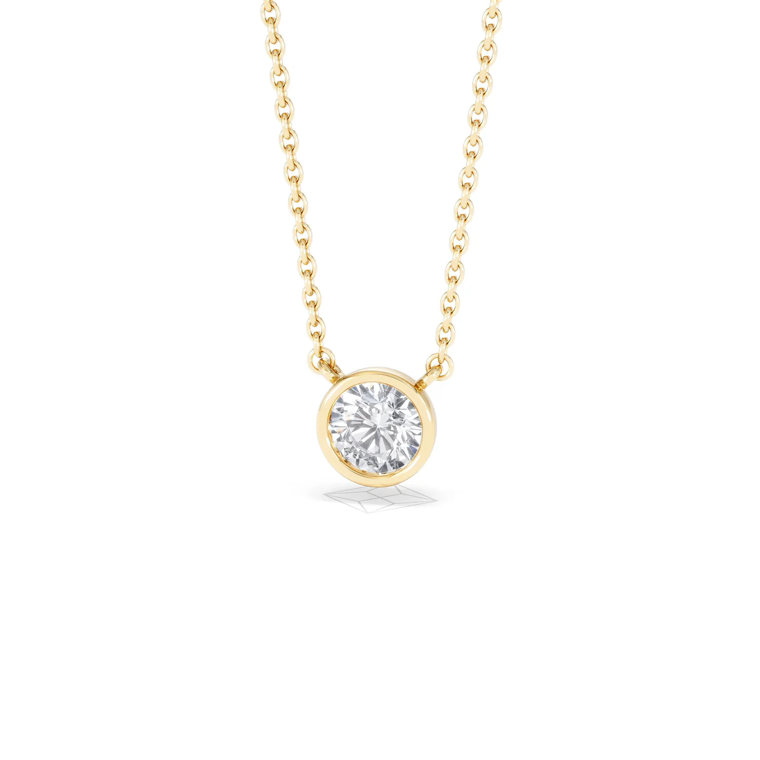 Horizon Round Cut Lab Diamond Solitaire Necklace 0.50ct H/SI in 9K Gold - Image 88