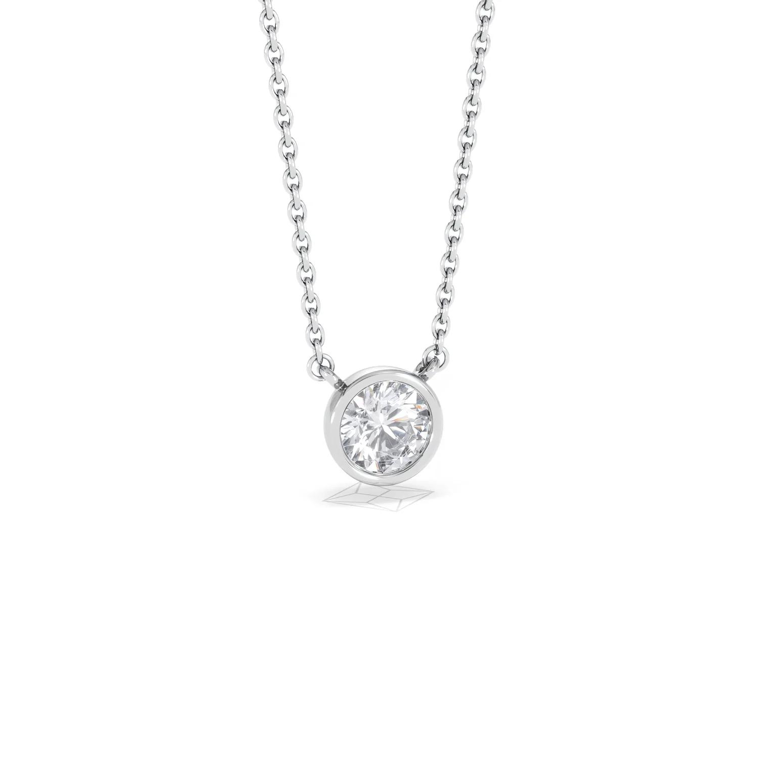 Horizon Round Cut Lab Diamond Solitaire Necklace 0.50ct H/SI in 9K White Gold - Image 15