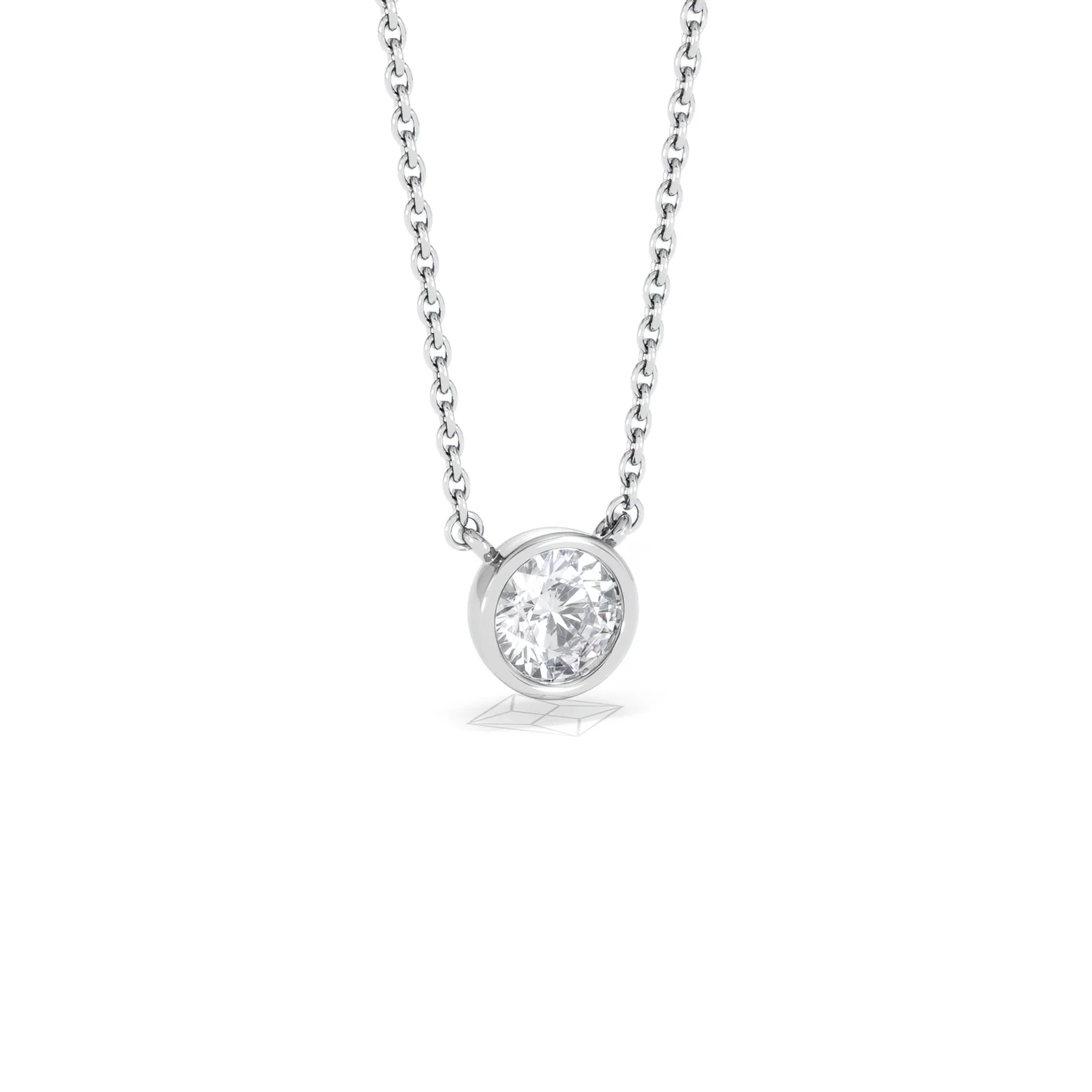 Horizon Round Cut Lab Diamond Solitaire Necklace 0.50ct H/SI in 9K White Gold - Image 16