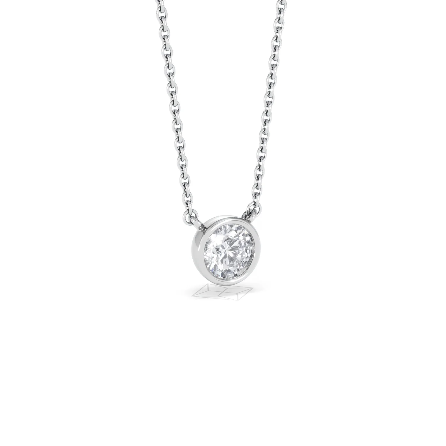 Horizon Round Cut Lab Diamond Solitaire Necklace 0.50ct H/SI in 9K White Gold - Image 17