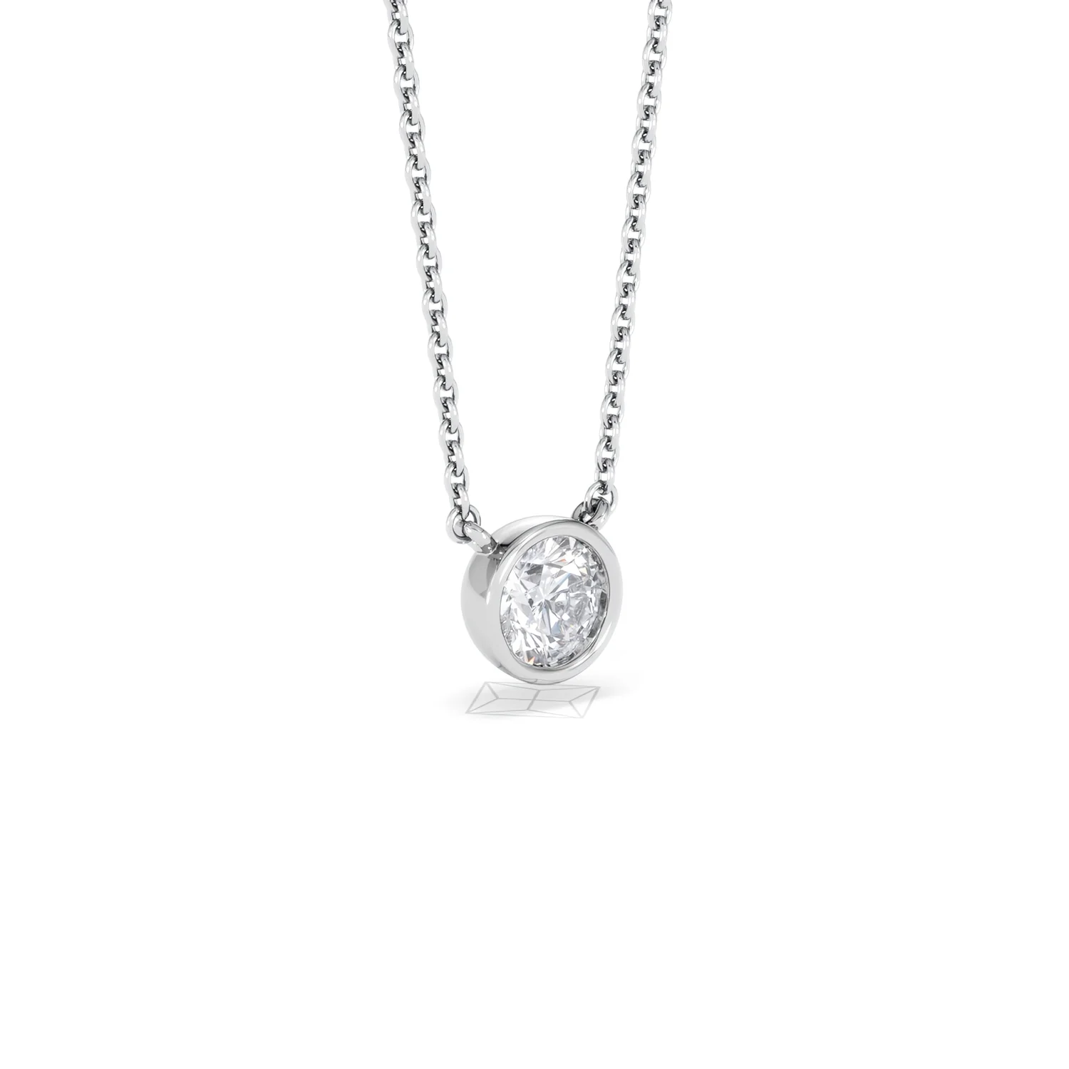 Horizon Round Cut Lab Diamond Solitaire Necklace 0.50ct H/SI in 9K White Gold - Image 19